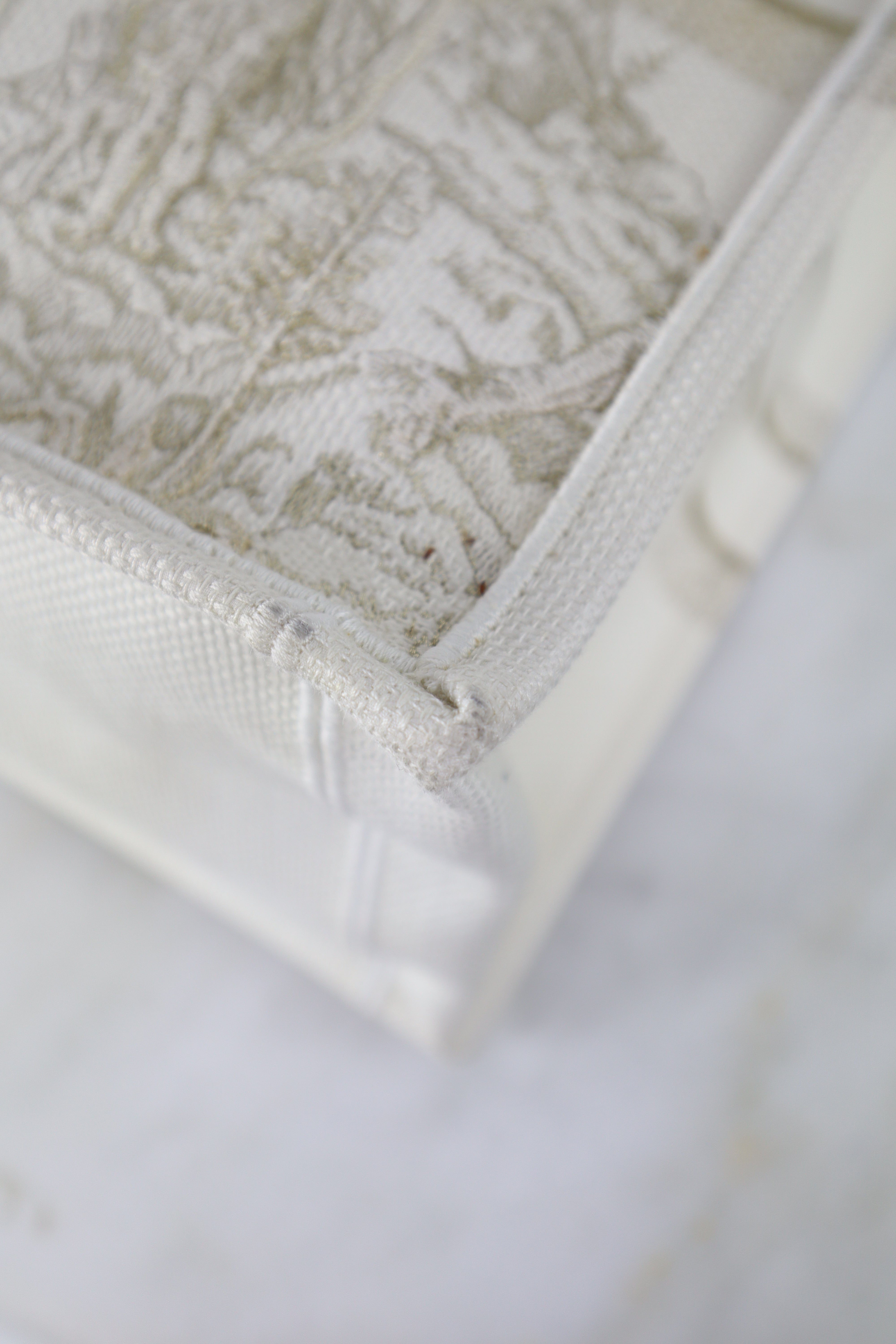 Christian Dior Off White Embroidery Large Book Tote Bag
