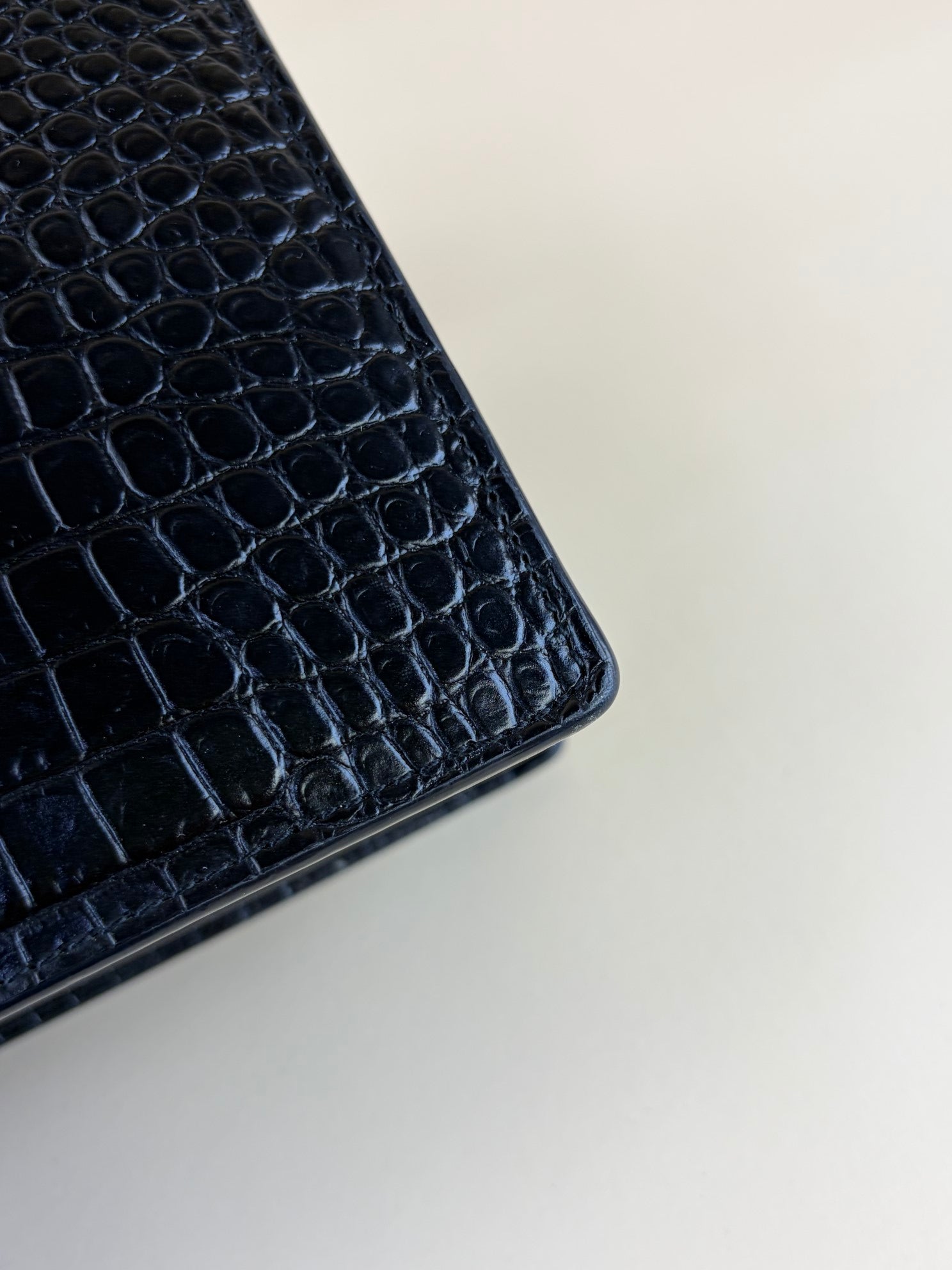 YSL black sunset crocodile medium shoulder bag