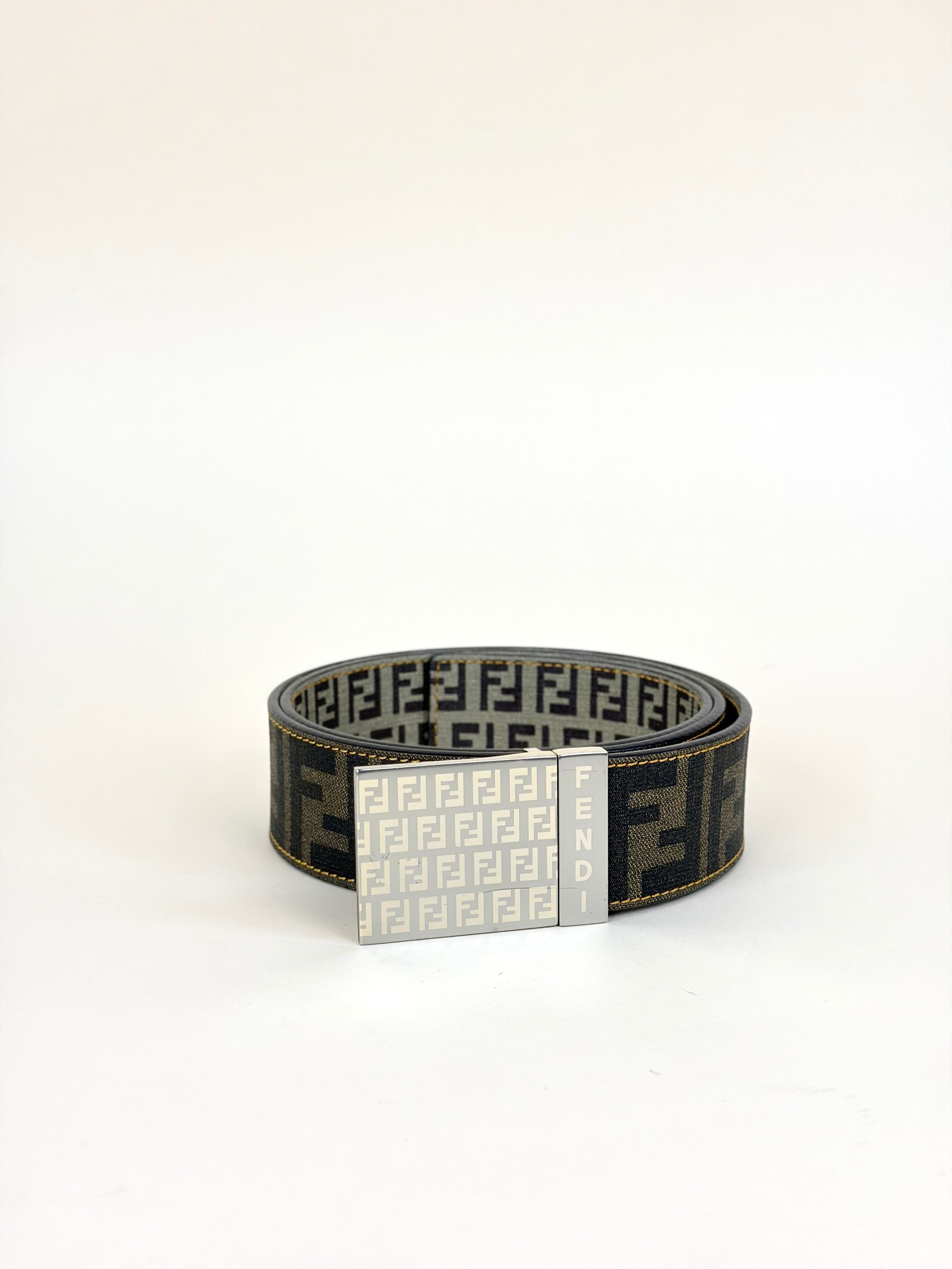 Fendi Bicolor Zucca Zucchino Reversible Buckle Belt