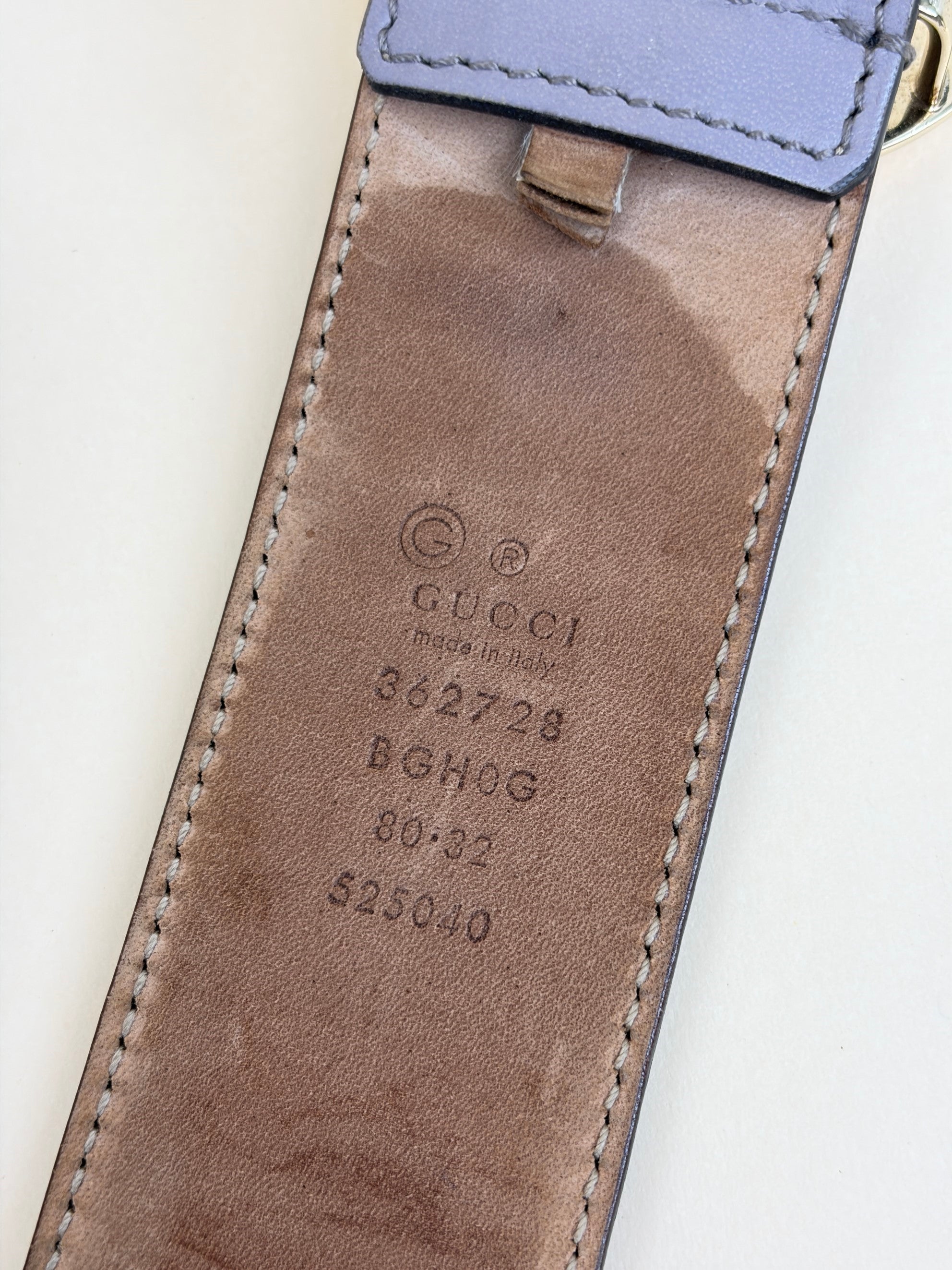 Gucci grey leather interlocking belt