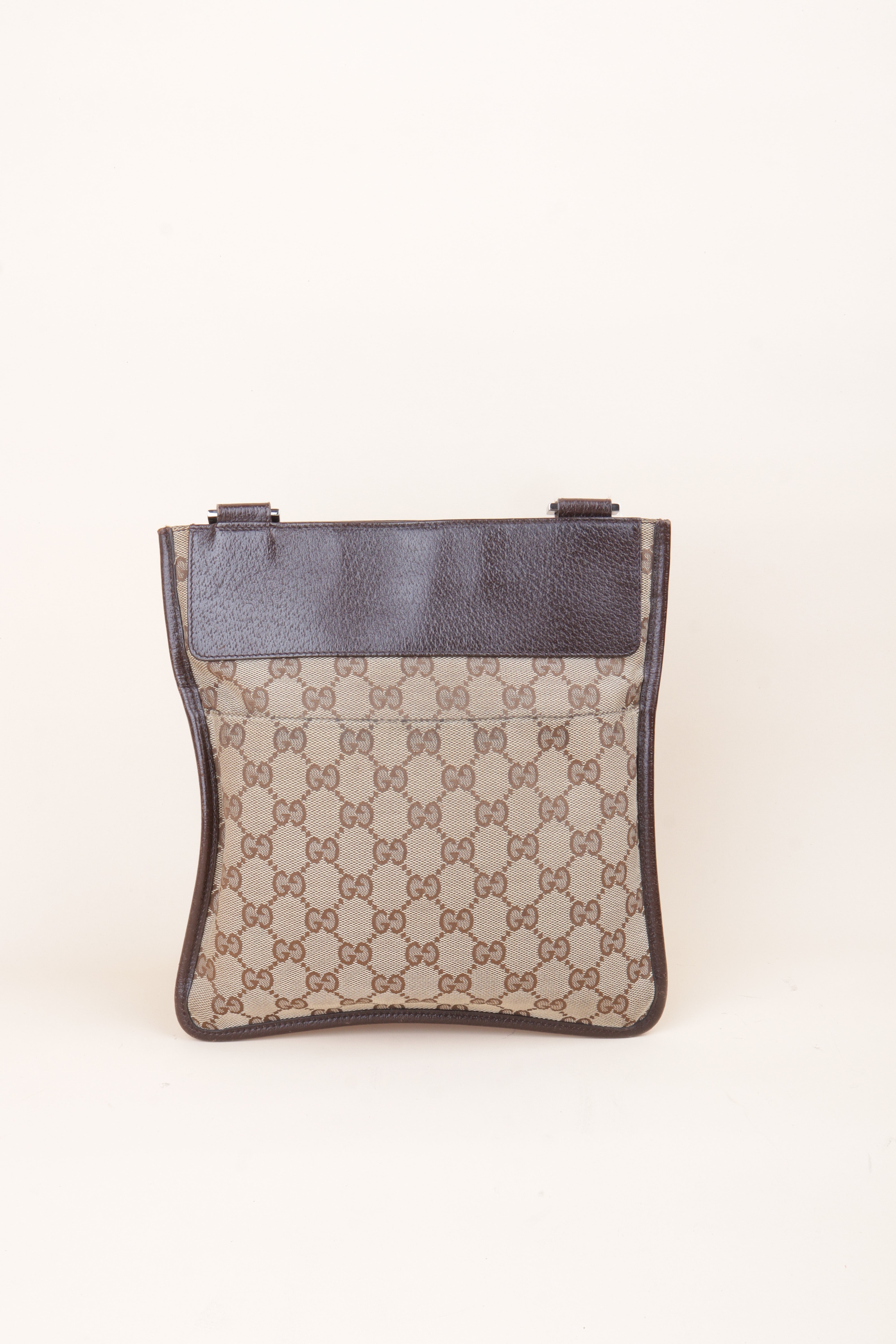 Gucci Bicolor GG Monogram Flat Messenger Crossbody Bag