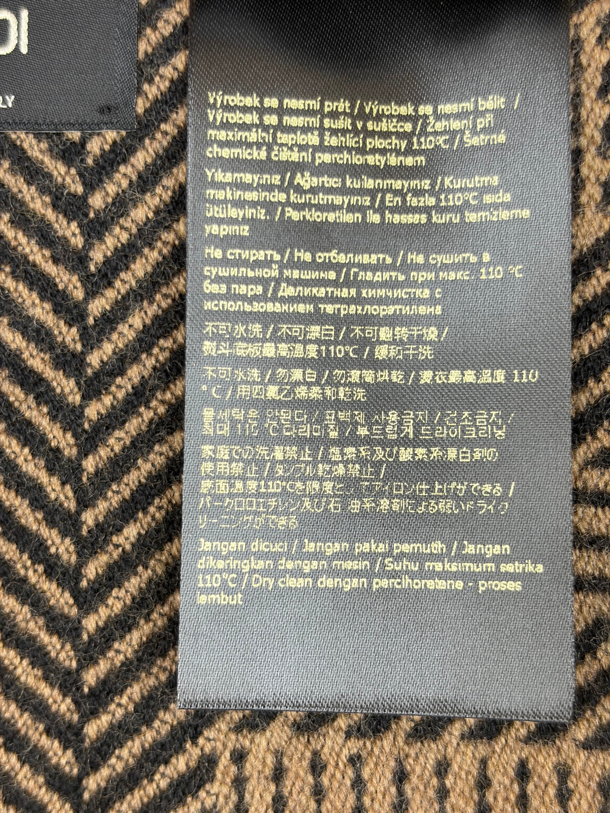 Fendi brown ff monogram wool scarf