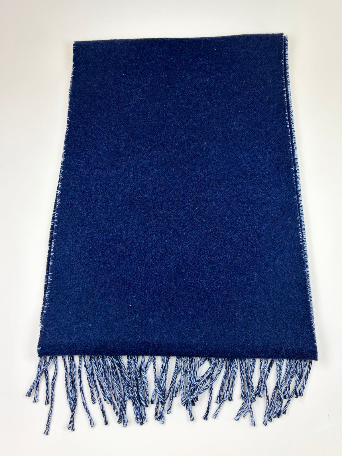 Valentino navy/grey V logo signature feayed edge wool cashmere scarf