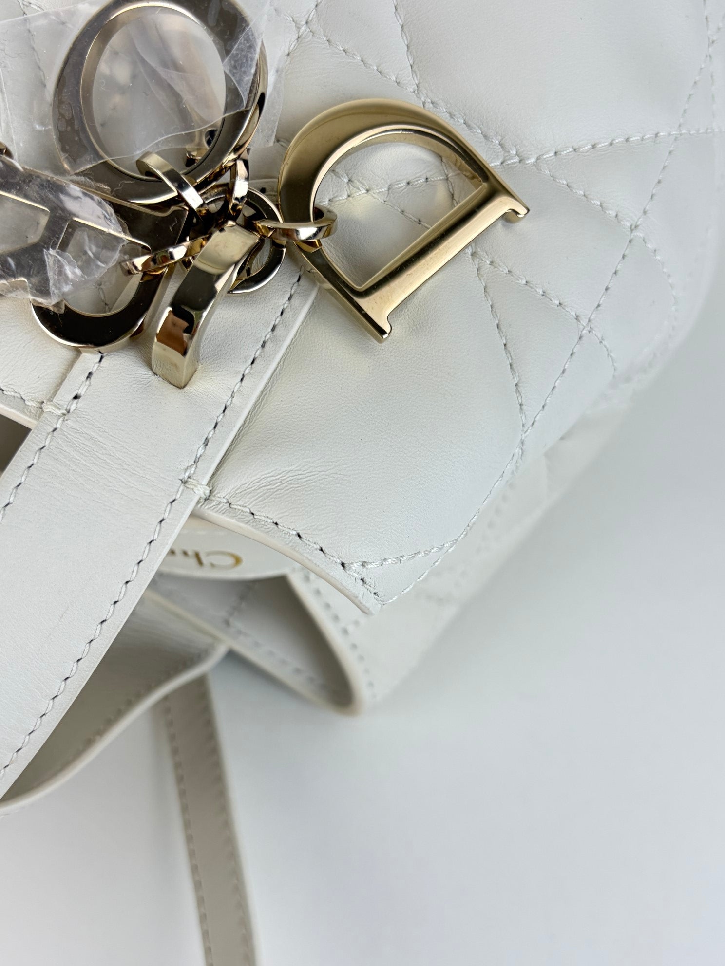 Christian Dior latte macro carnage bonjours vertical bag