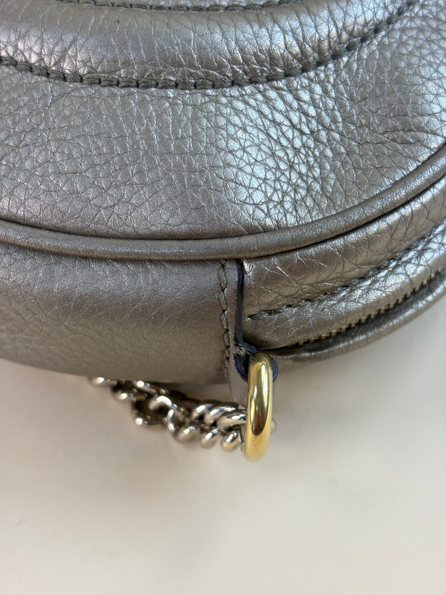 Gucci gold metallic mini soho chain cross body bag