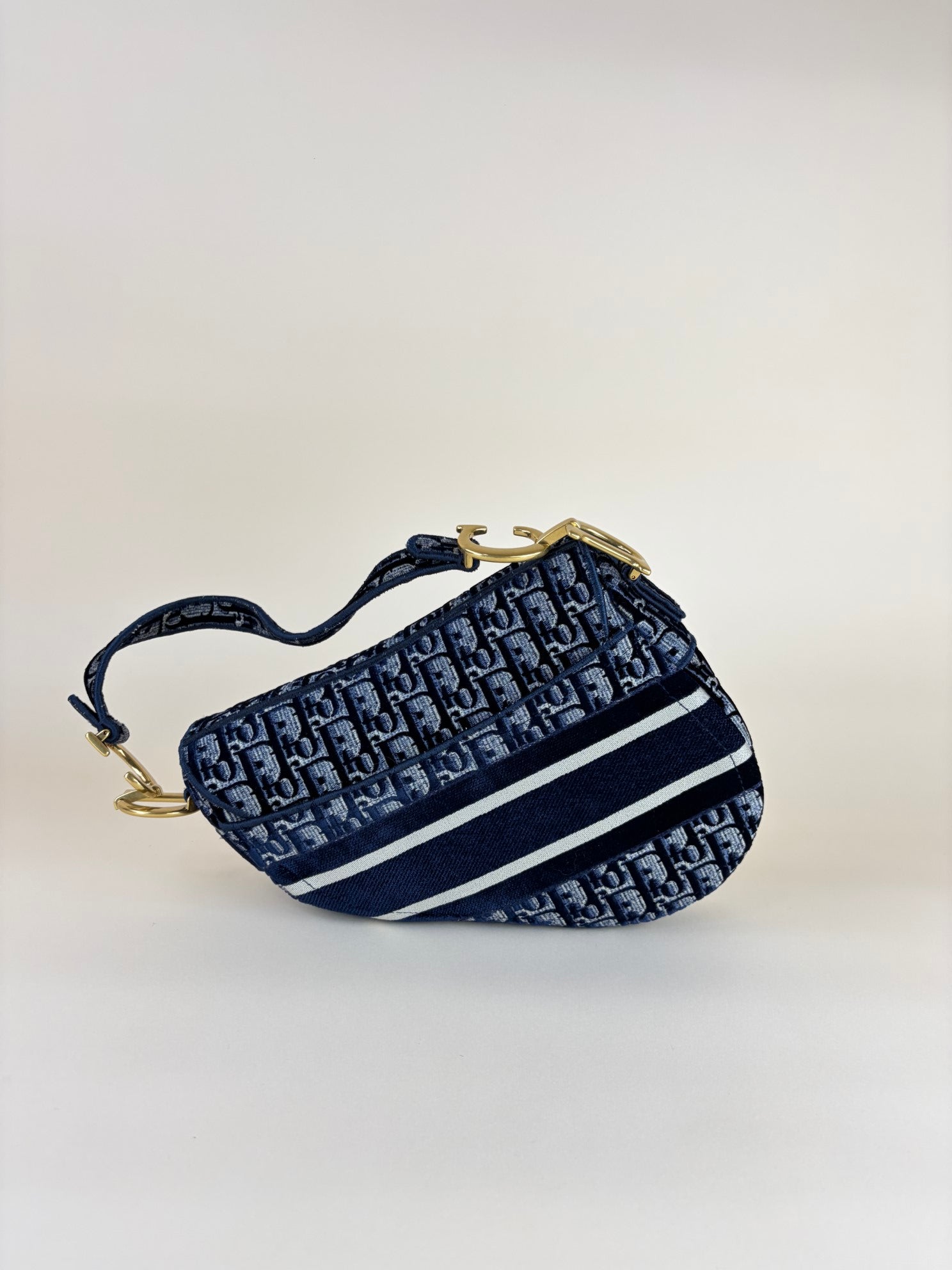 Christian Dior blue Oblique Saddle velvet