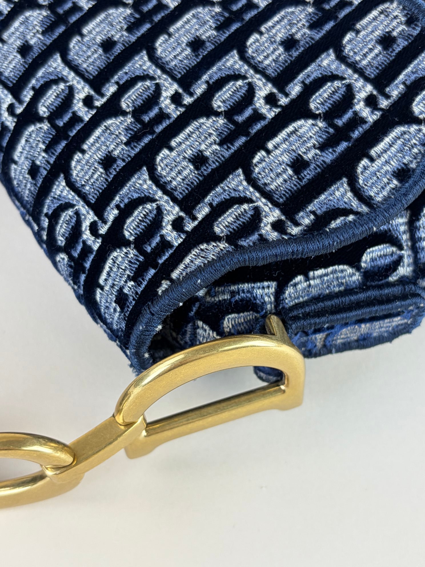 Christian Dior blue Oblique Saddle velvet