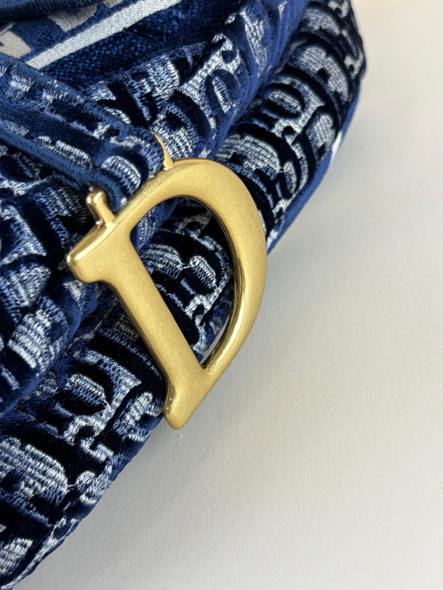 Christian Dior blue Oblique Saddle velvet