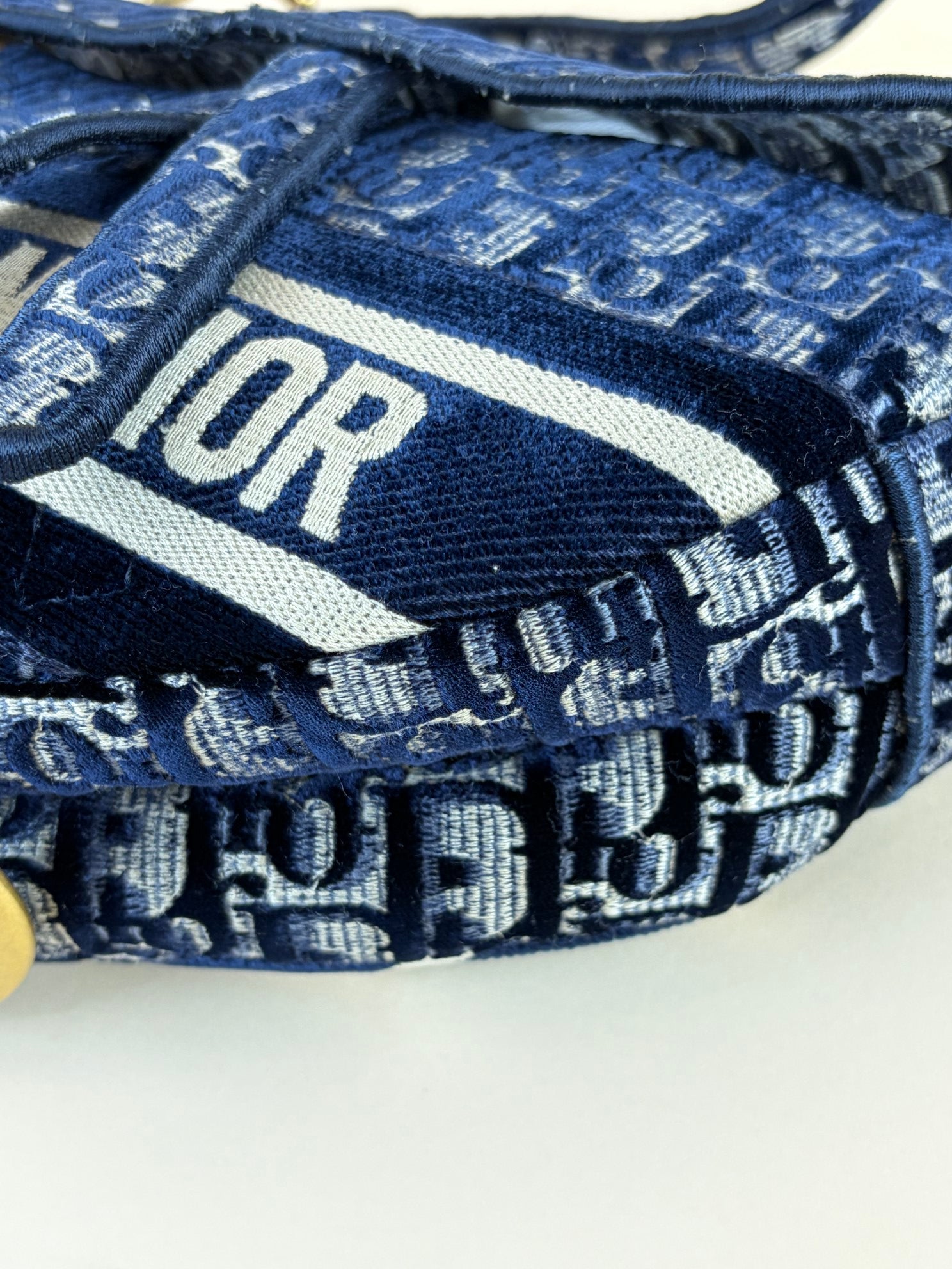 Christian Dior blue Oblique Saddle velvet