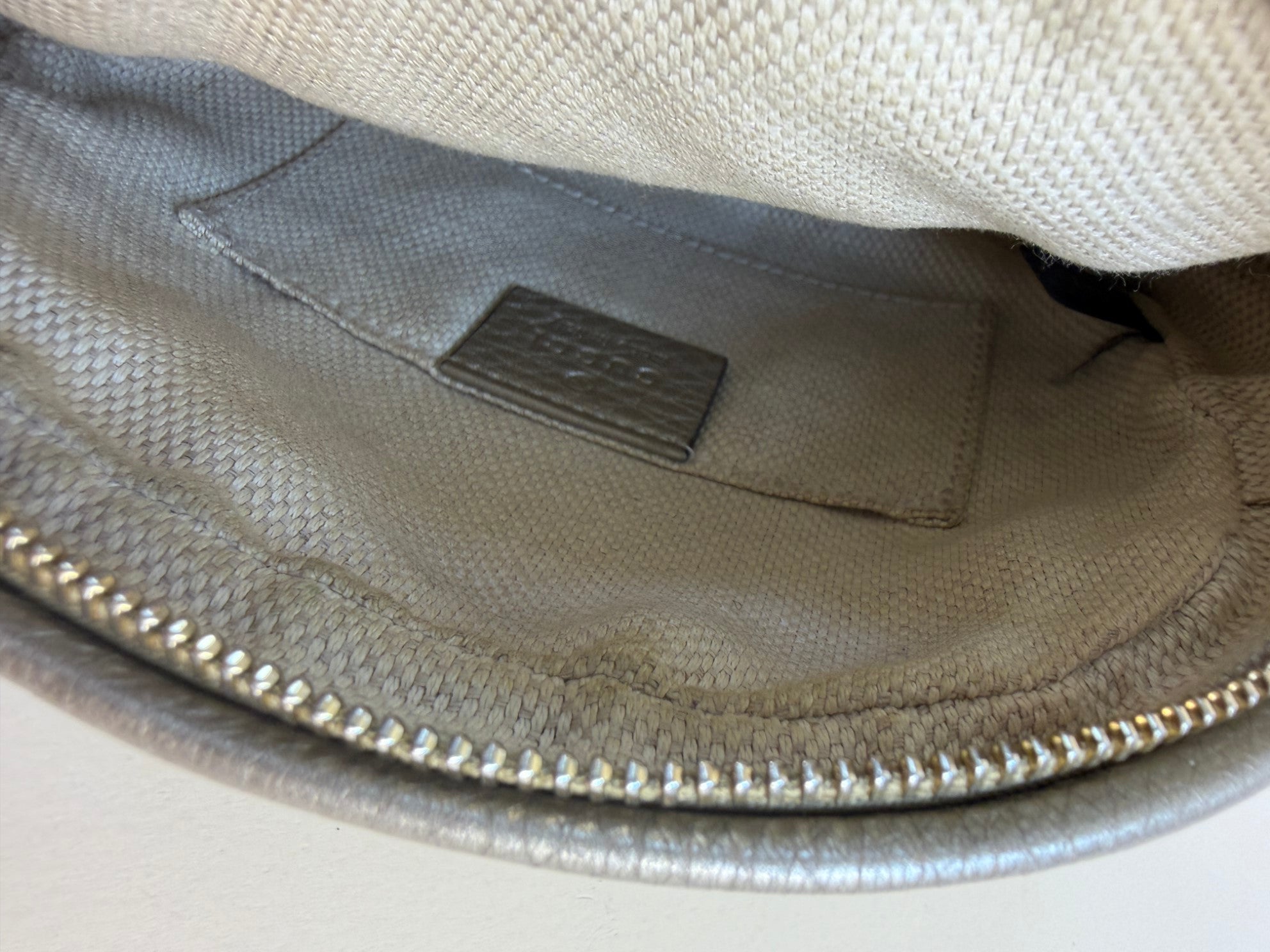 Gucci gold metallic mini soho chain cross body bag