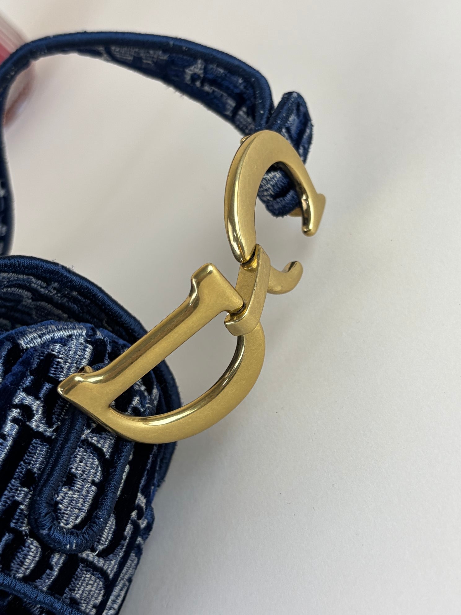 Christian Dior blue Oblique Saddle velvet