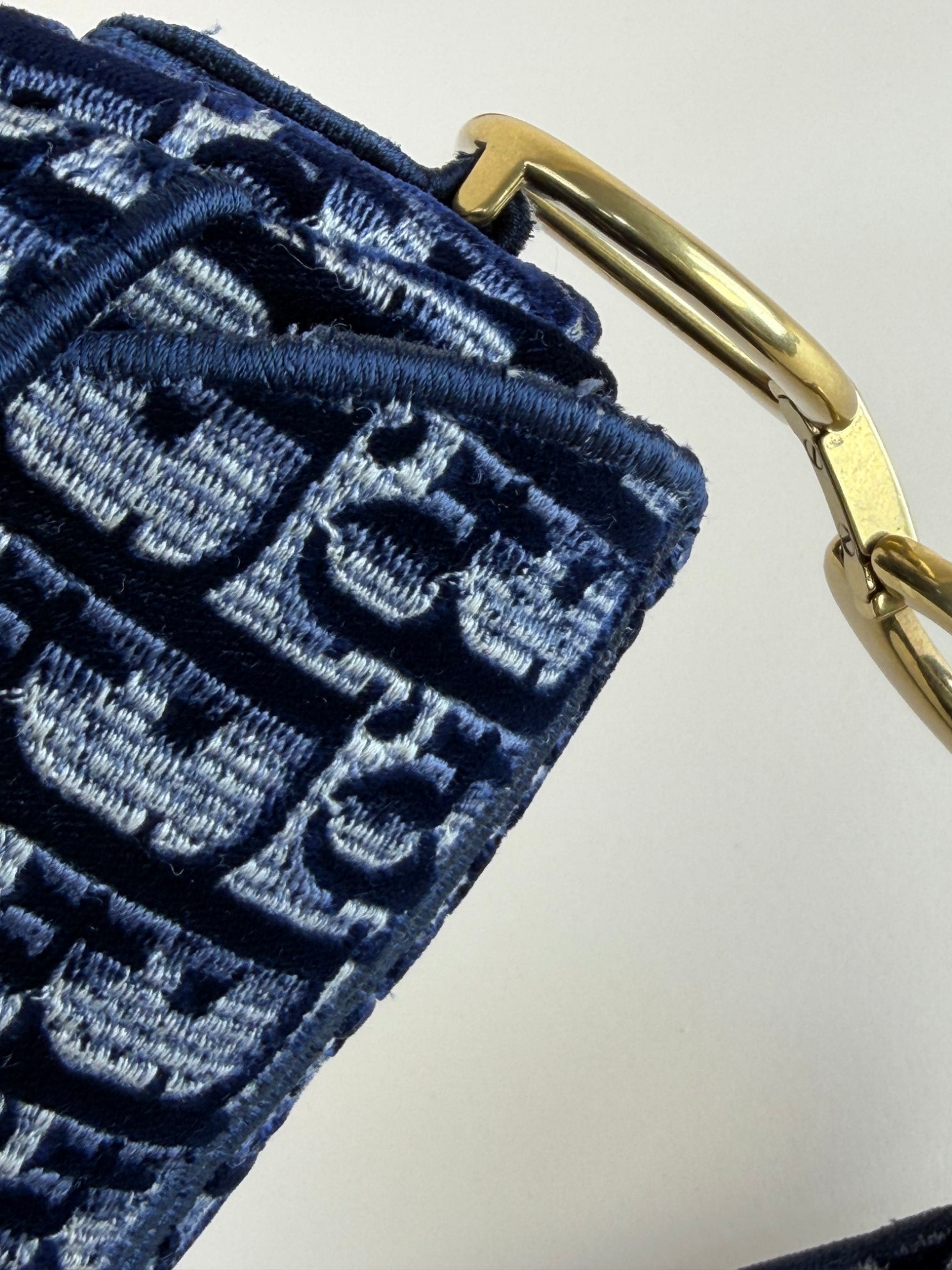 Christian Dior blue Oblique Saddle velvet