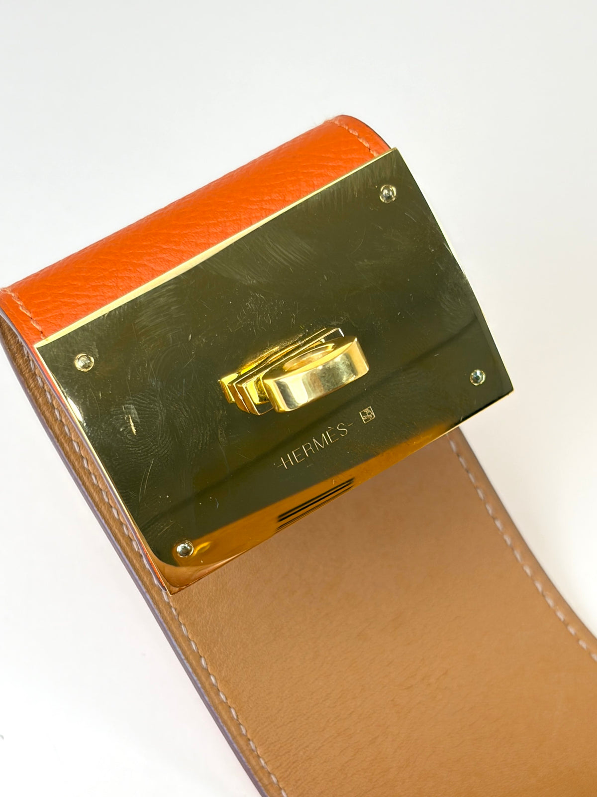 Hermes orange Epsom Kelly dog extreme bracelet s