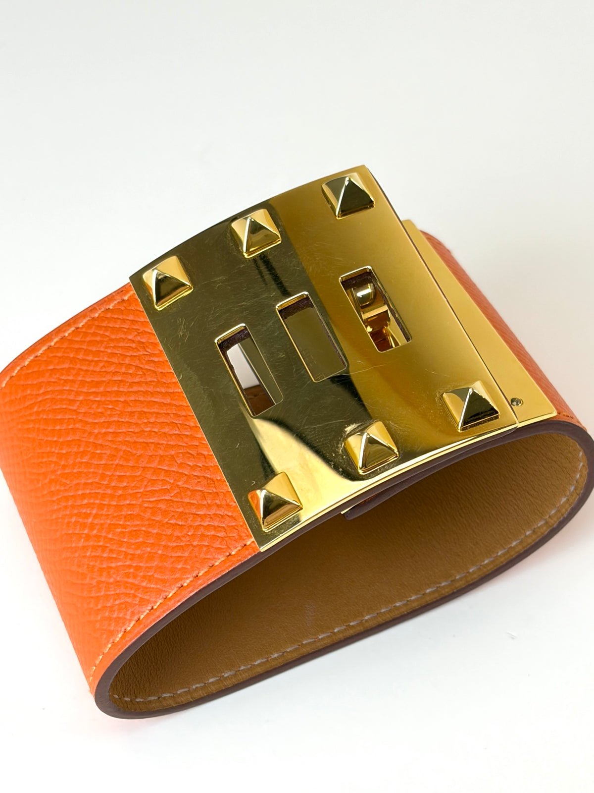 Hermes orange Epsom Kelly dog extreme bracelet s