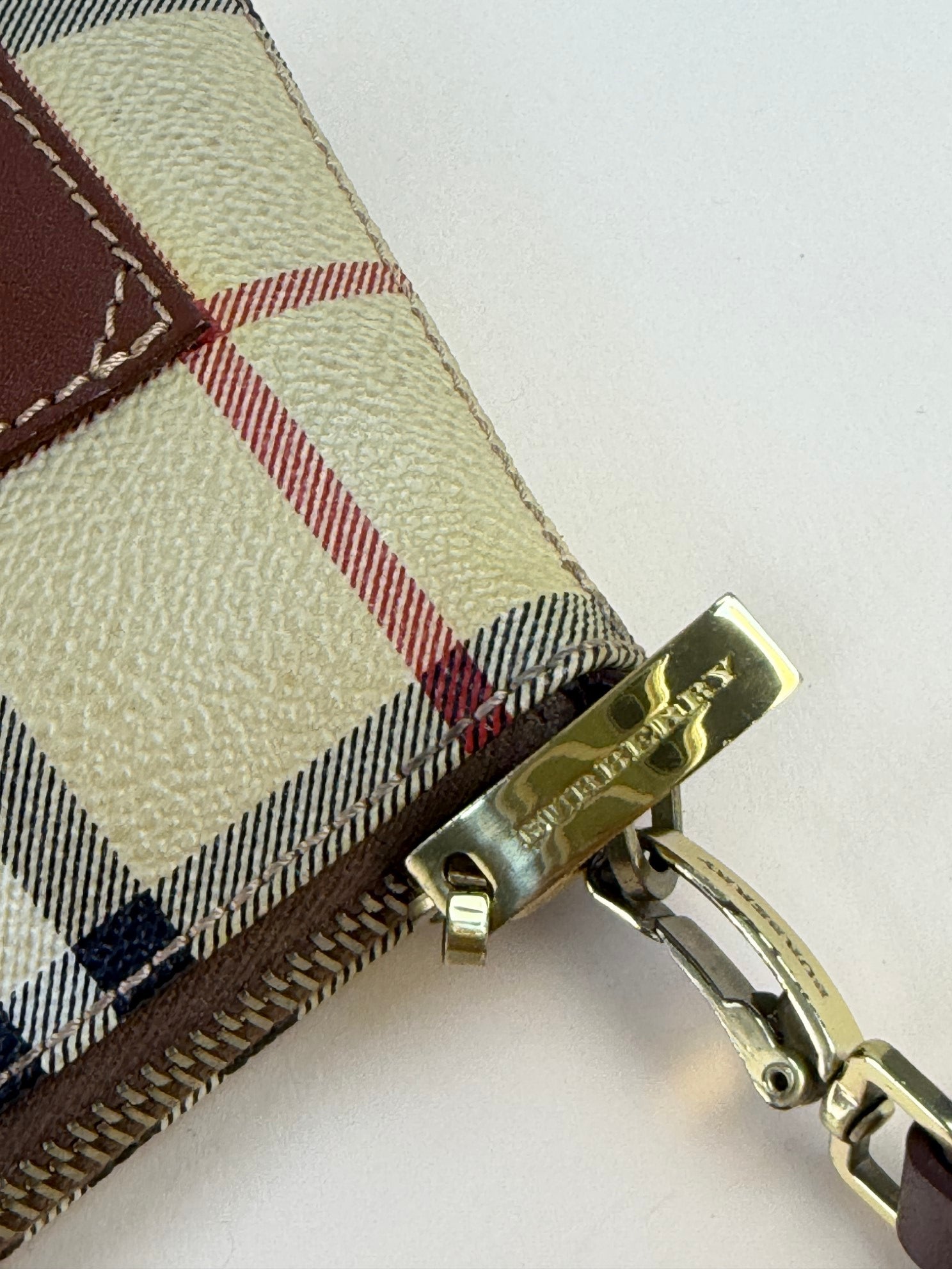 Burberry beige/brown Haymarket mini pochette
