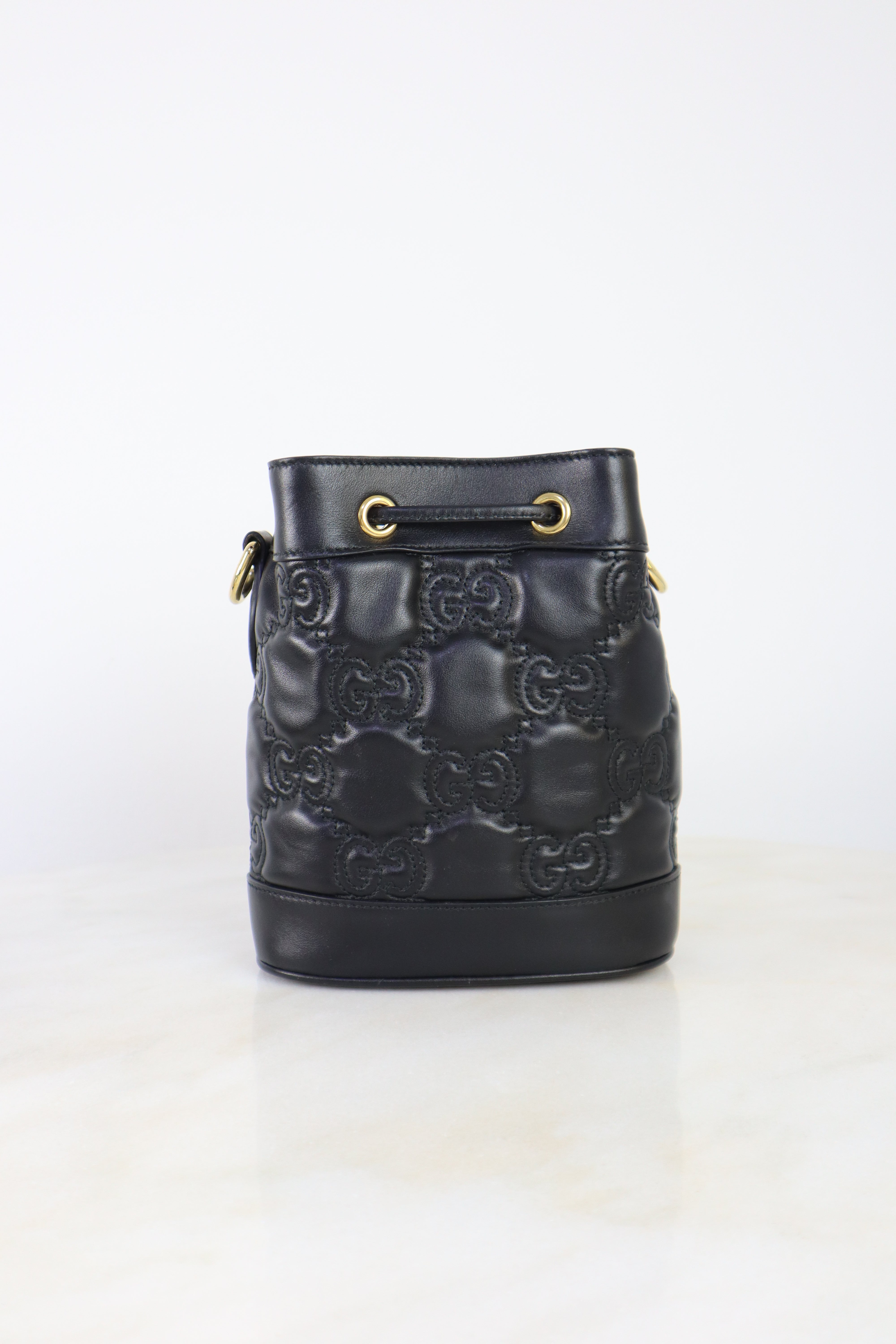 Gucci Black GG Matelasse Bucket Crossbody Bag