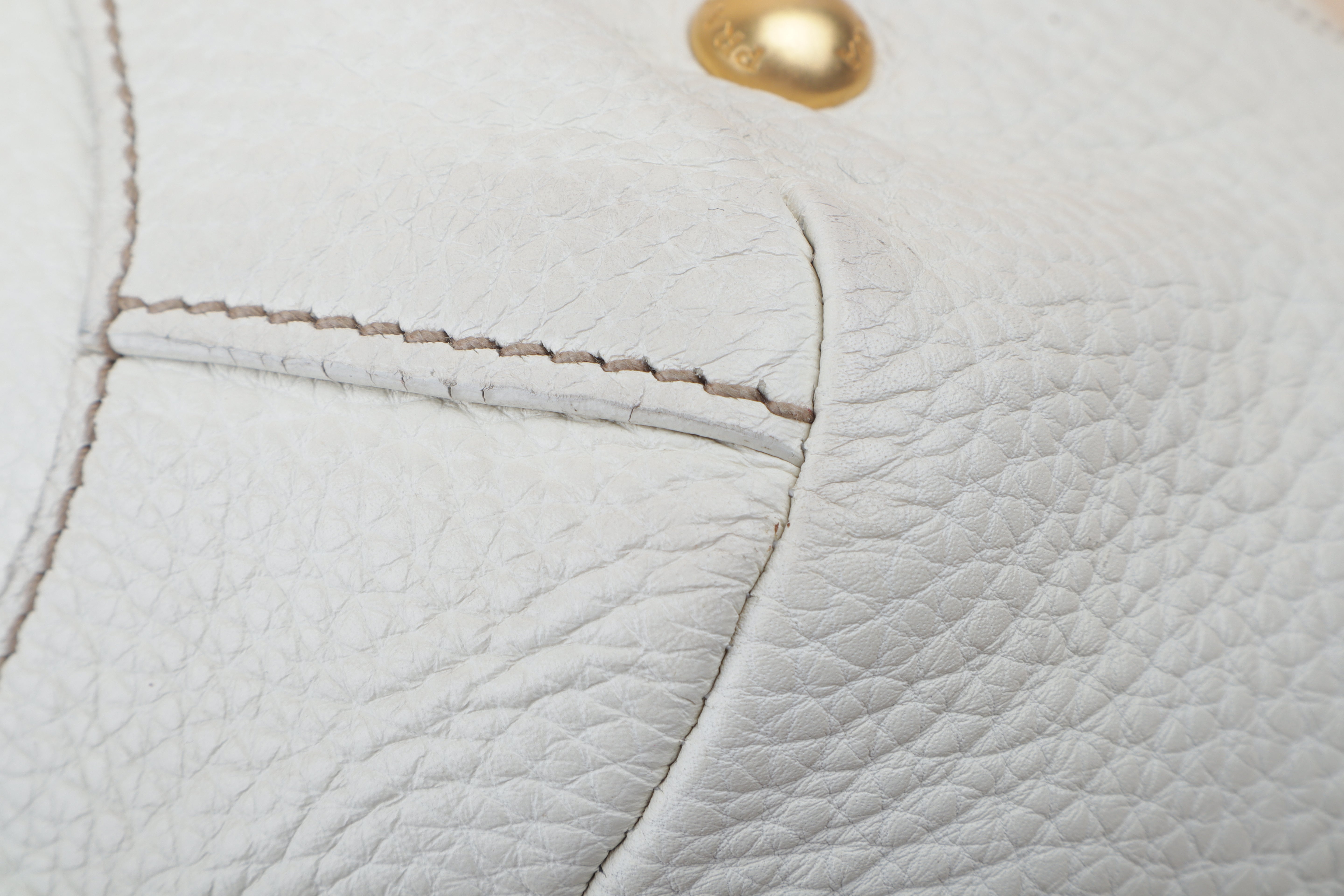 Prada White Vitello Daino Talco Cervo Shoulder Bag