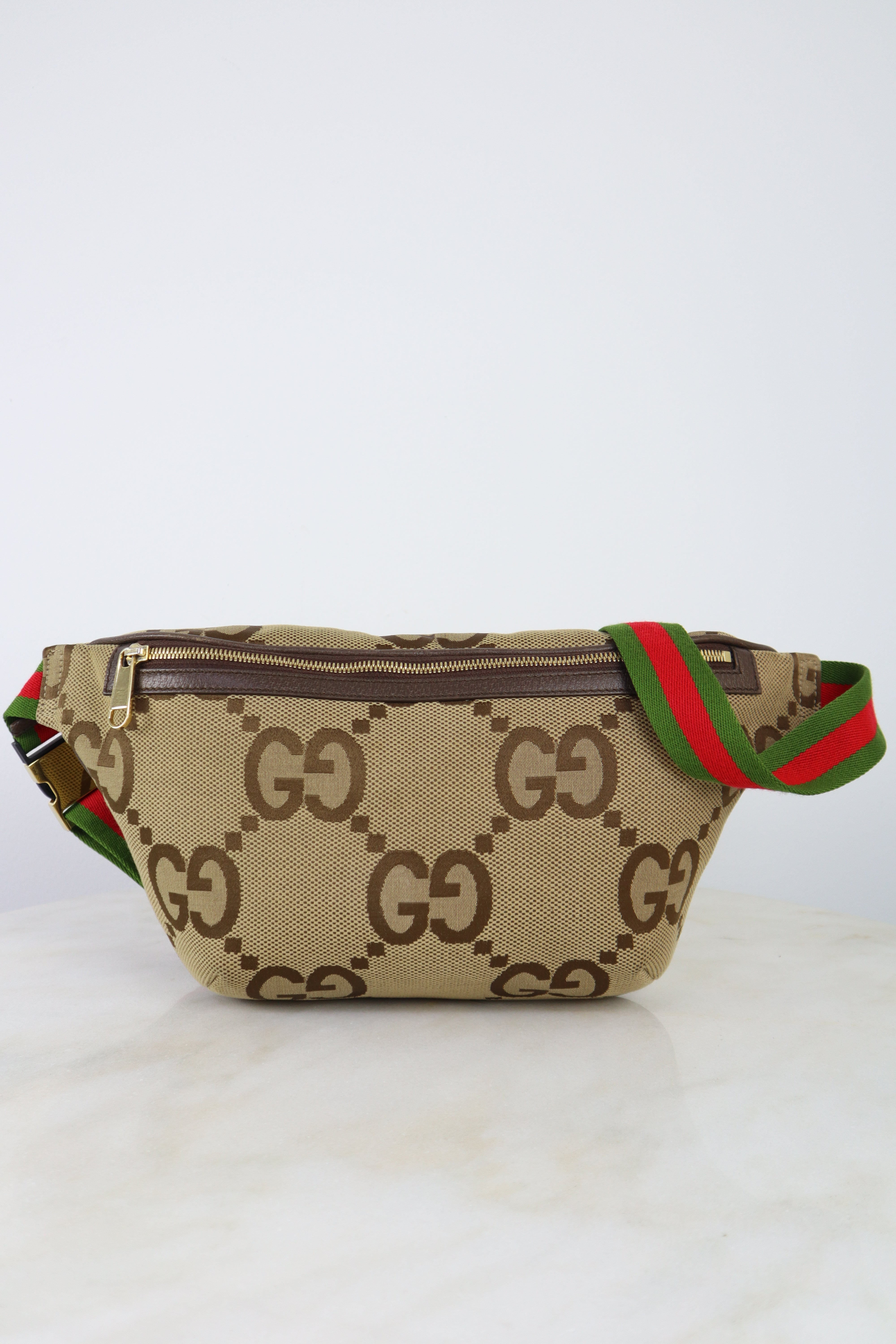 Gucci Brown GG Jumbo Belt Bag with Ophidia Strap