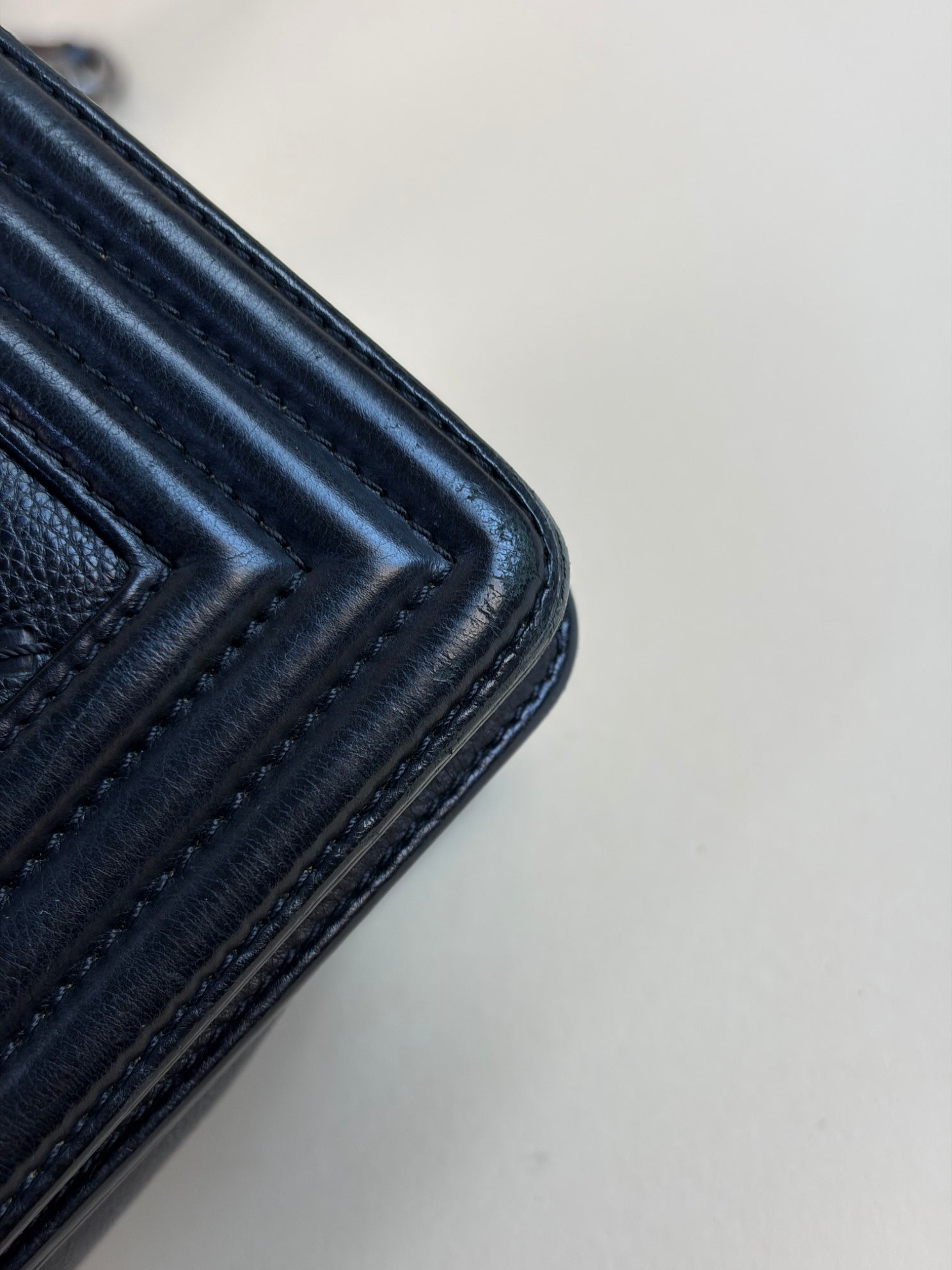 Chanel black boy calfskin double stitch medium flap bag