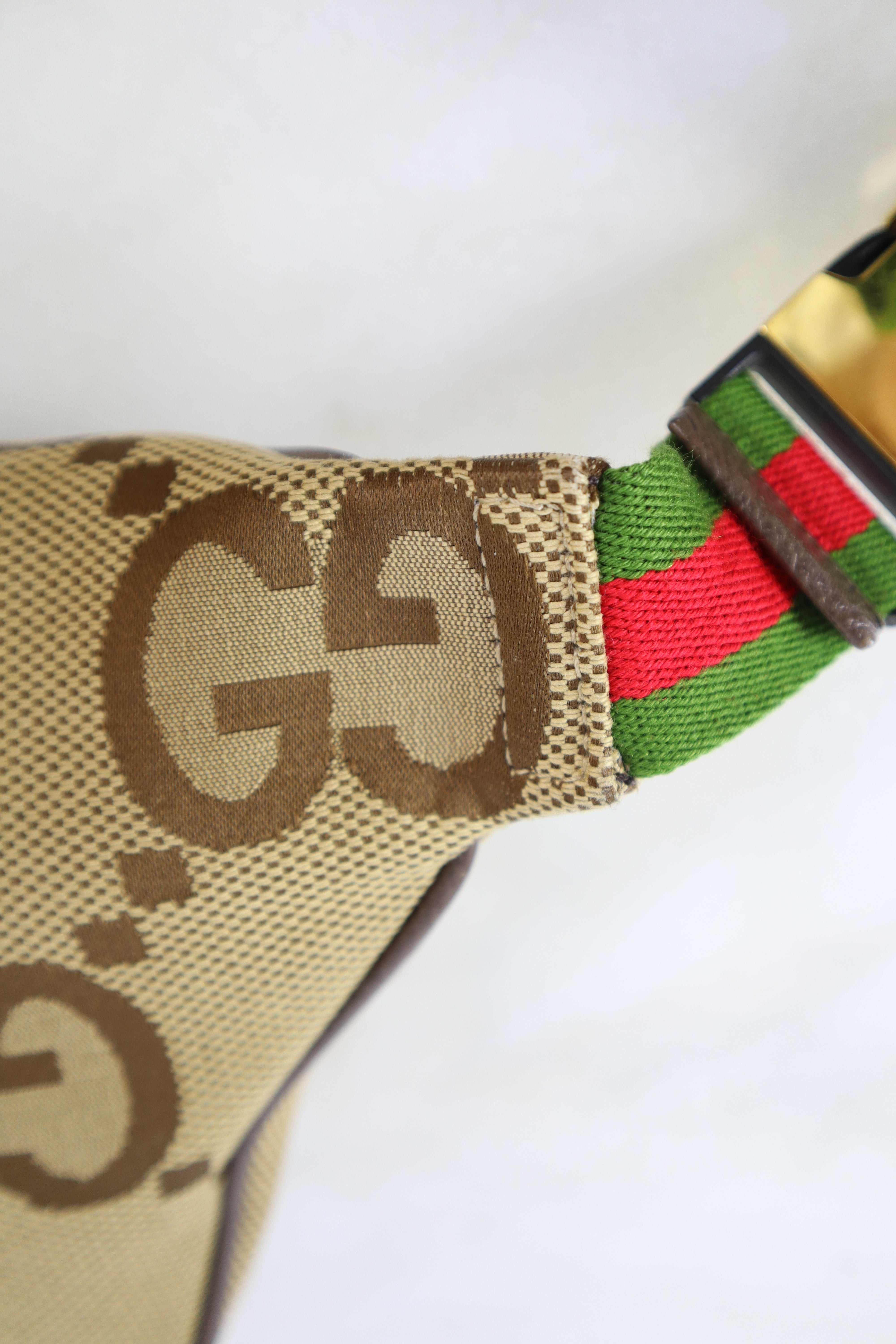 Gucci Brown GG Jumbo Belt Bag with Ophidia Strap