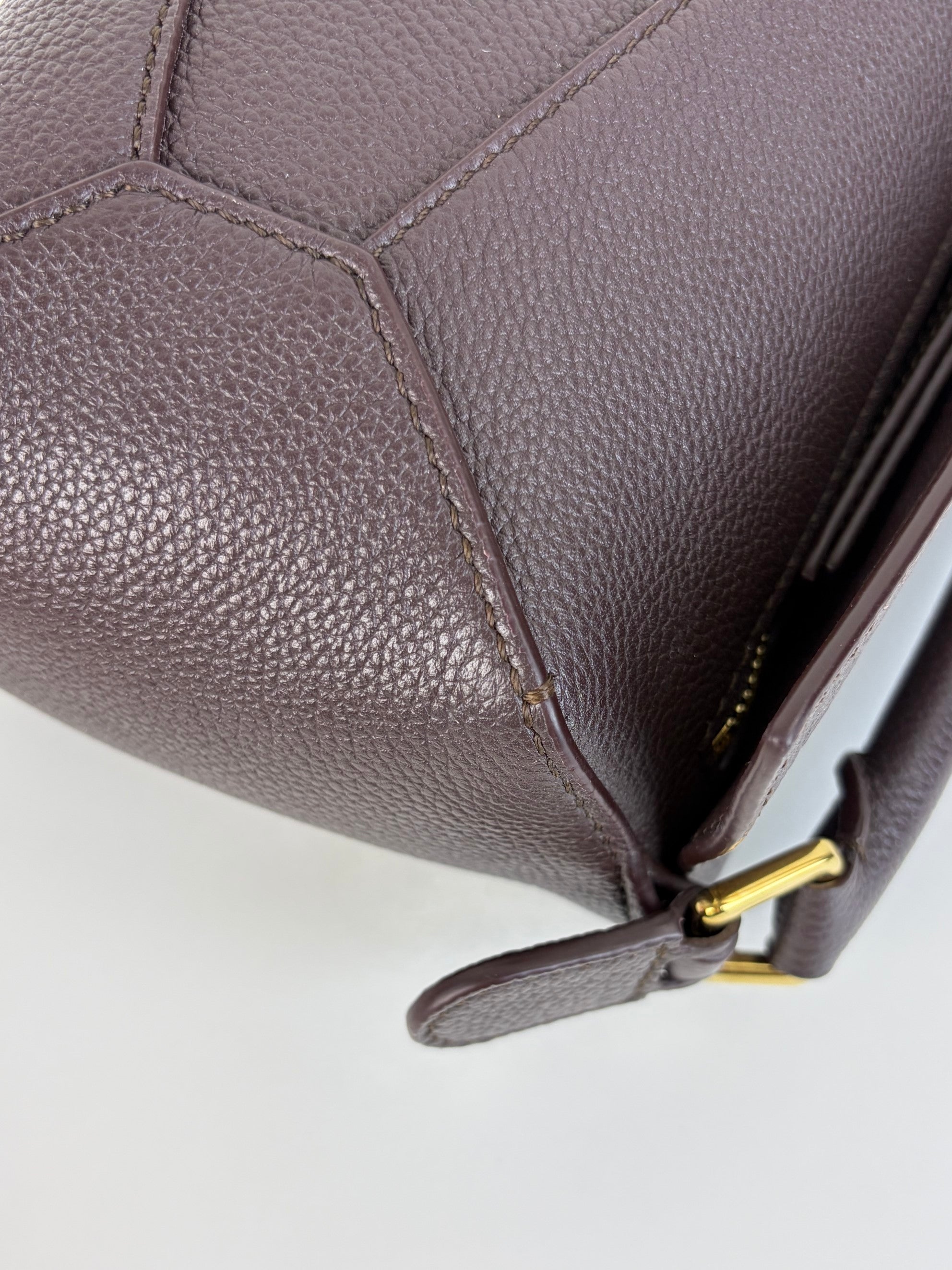 Loewe dark chestnut soft grained calfskin mini–Puzzle Edge Bag