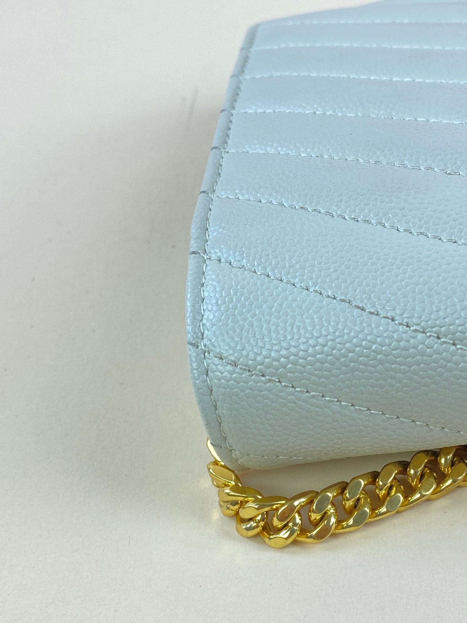 YSL Off White Classic Cassandre Chain Wallet