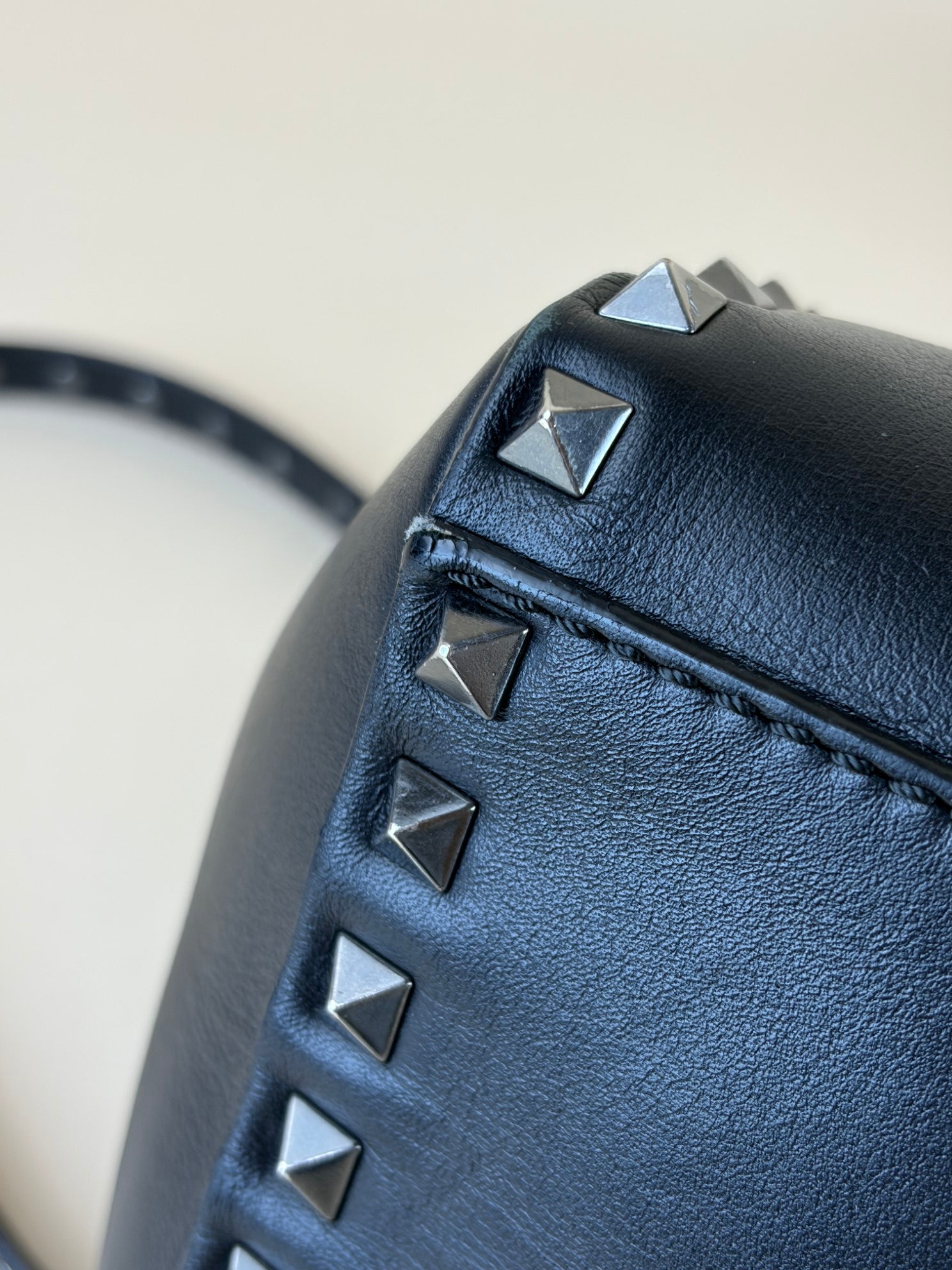 Valentino Black Small rock stud double handle tote bag