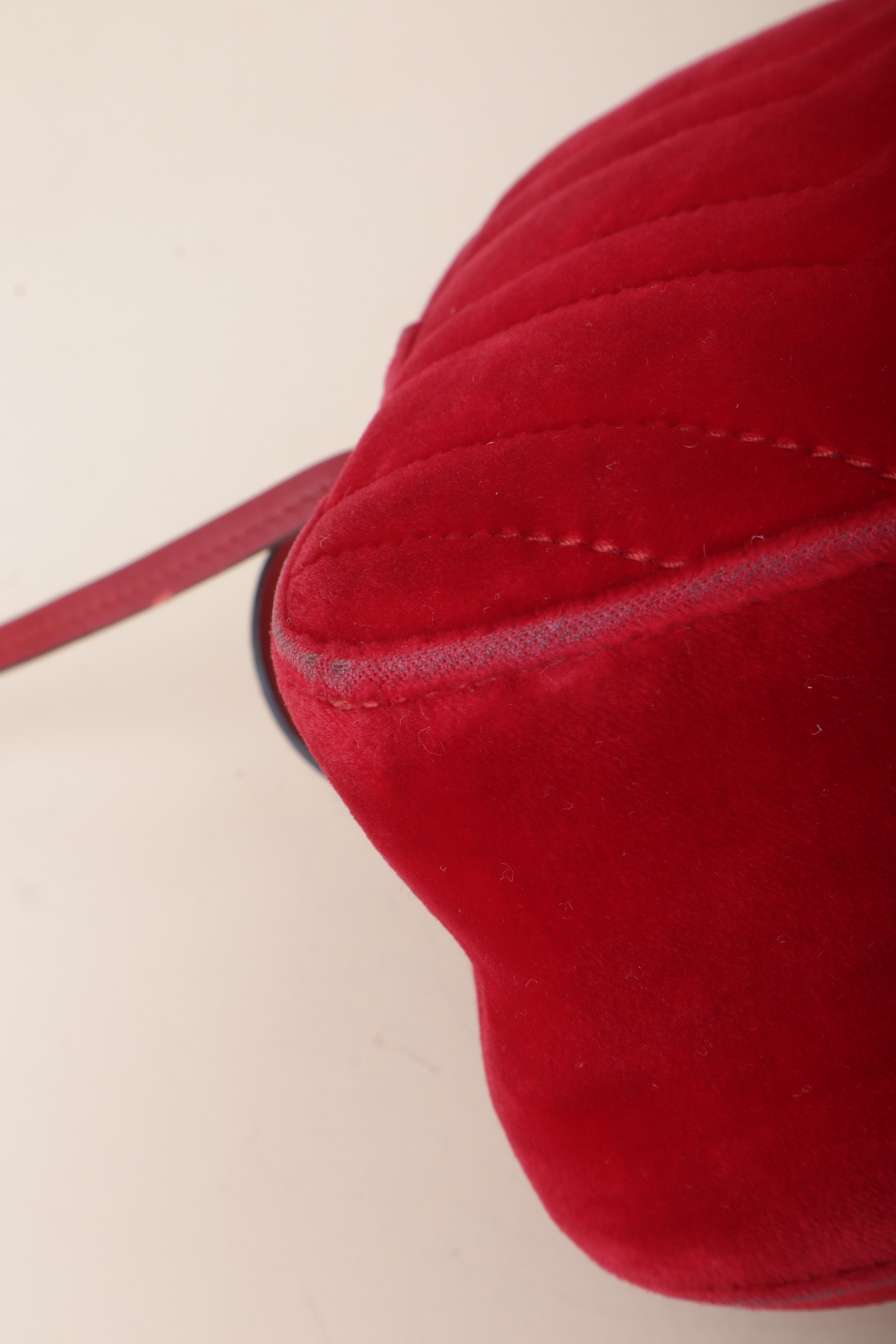 Gucci Red GG Velvet Marmont Small Crossbody Bag