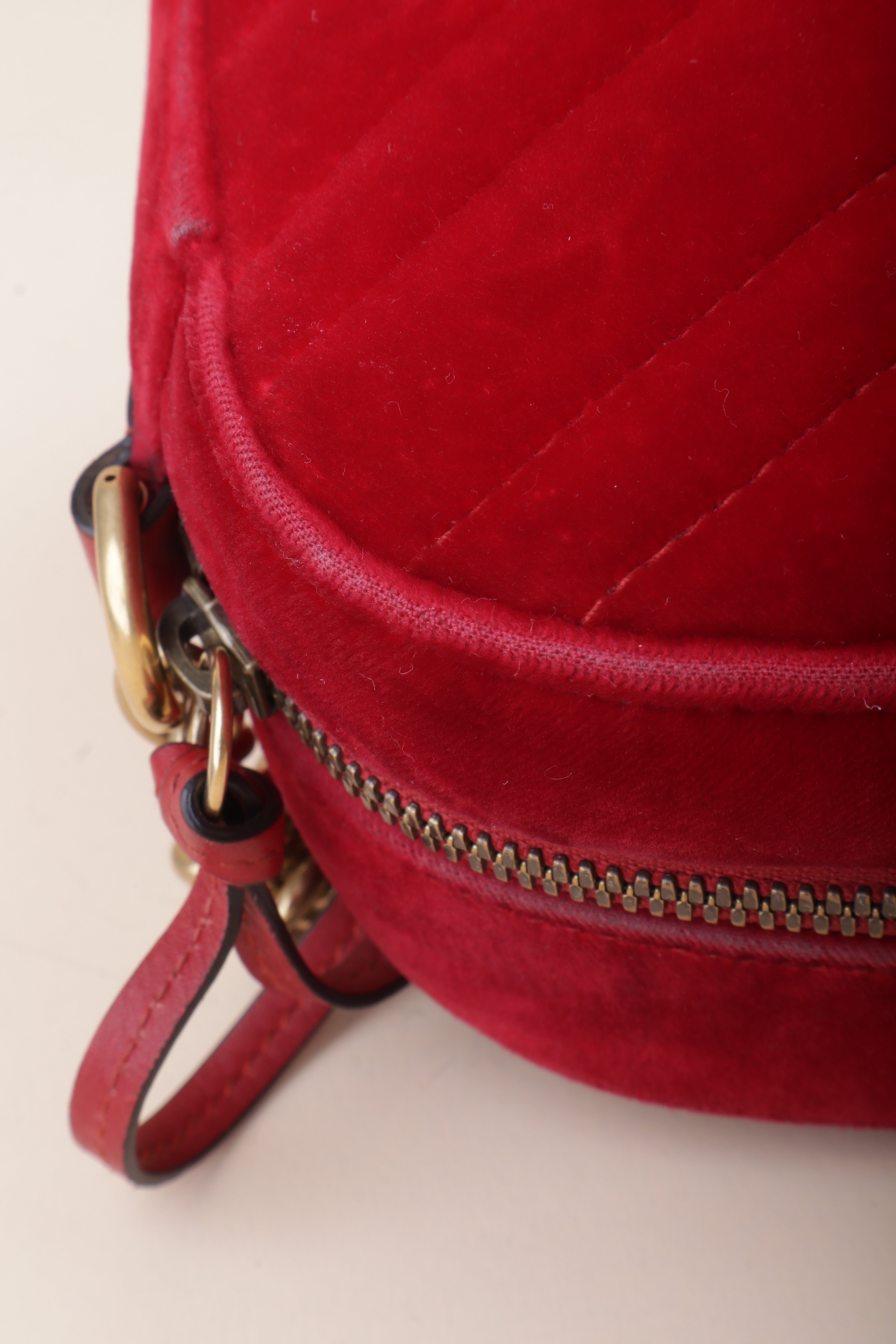 Gucci Red GG Velvet Marmont Small Crossbody Bag