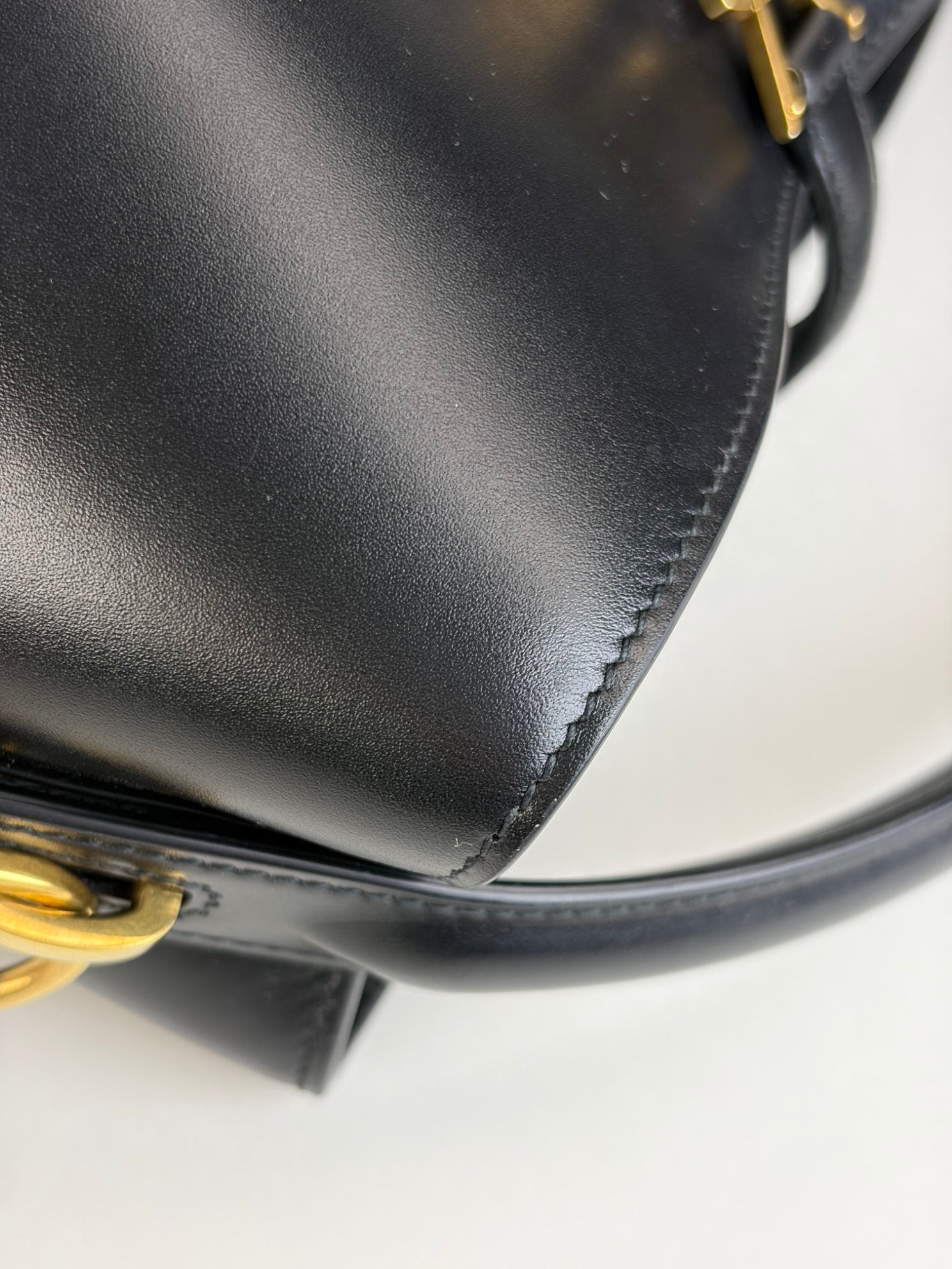 YSL black calfskin shiny leather le 37 small bucket bag