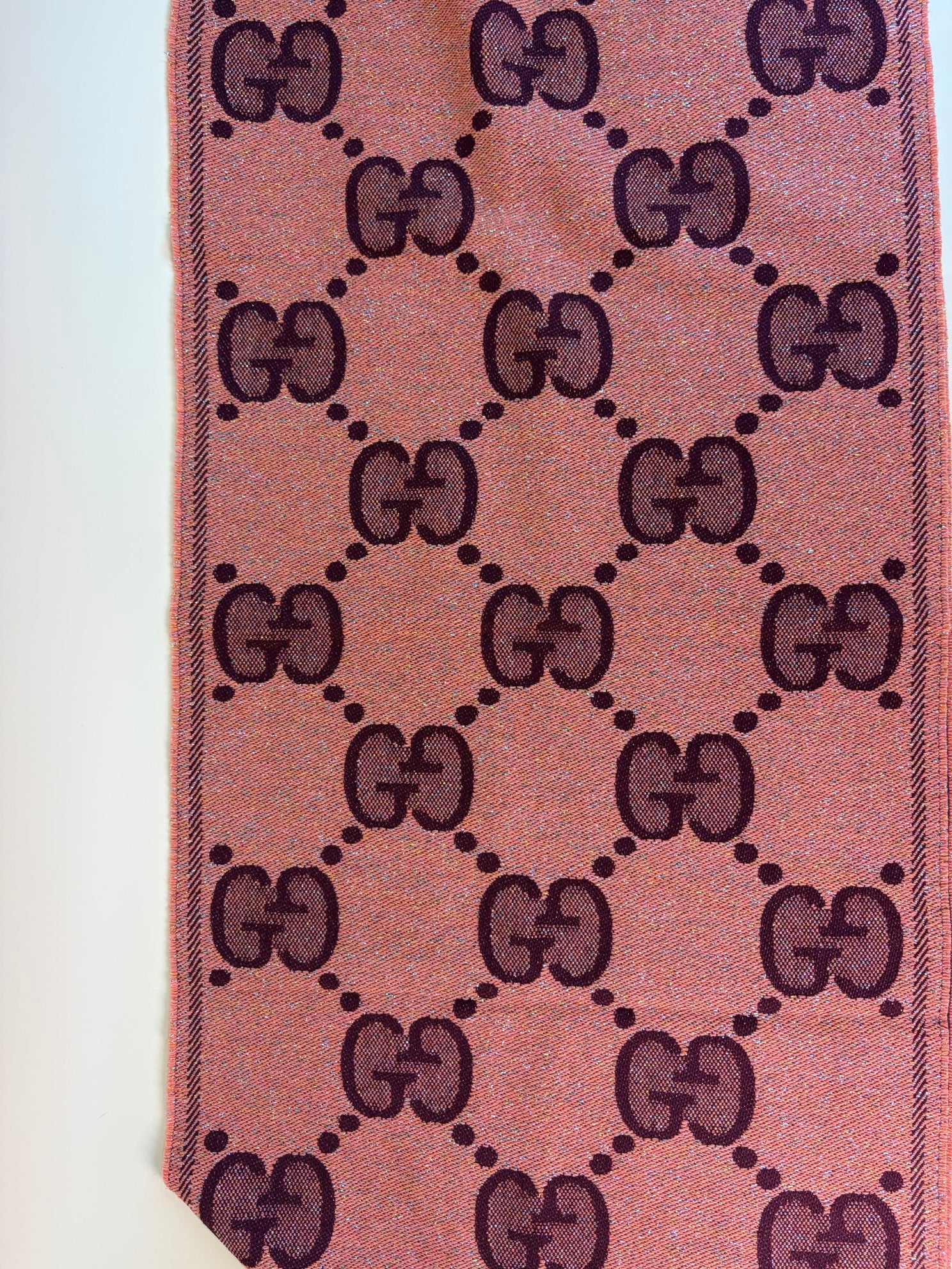 GUCCI gg jacquard wool scarf orange/red