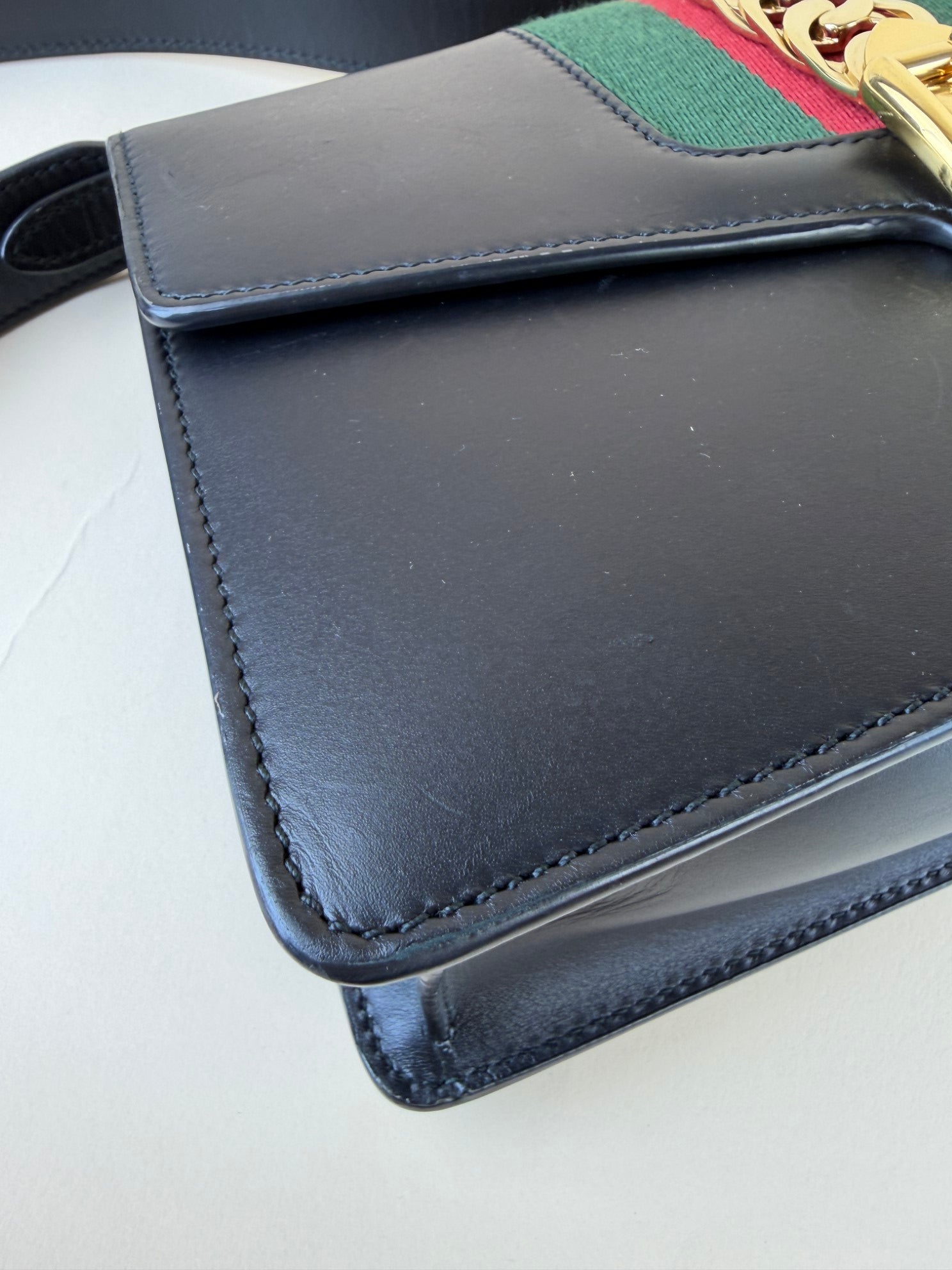 Gucci Black Small Sylvie Strap Web Ophidia Bag