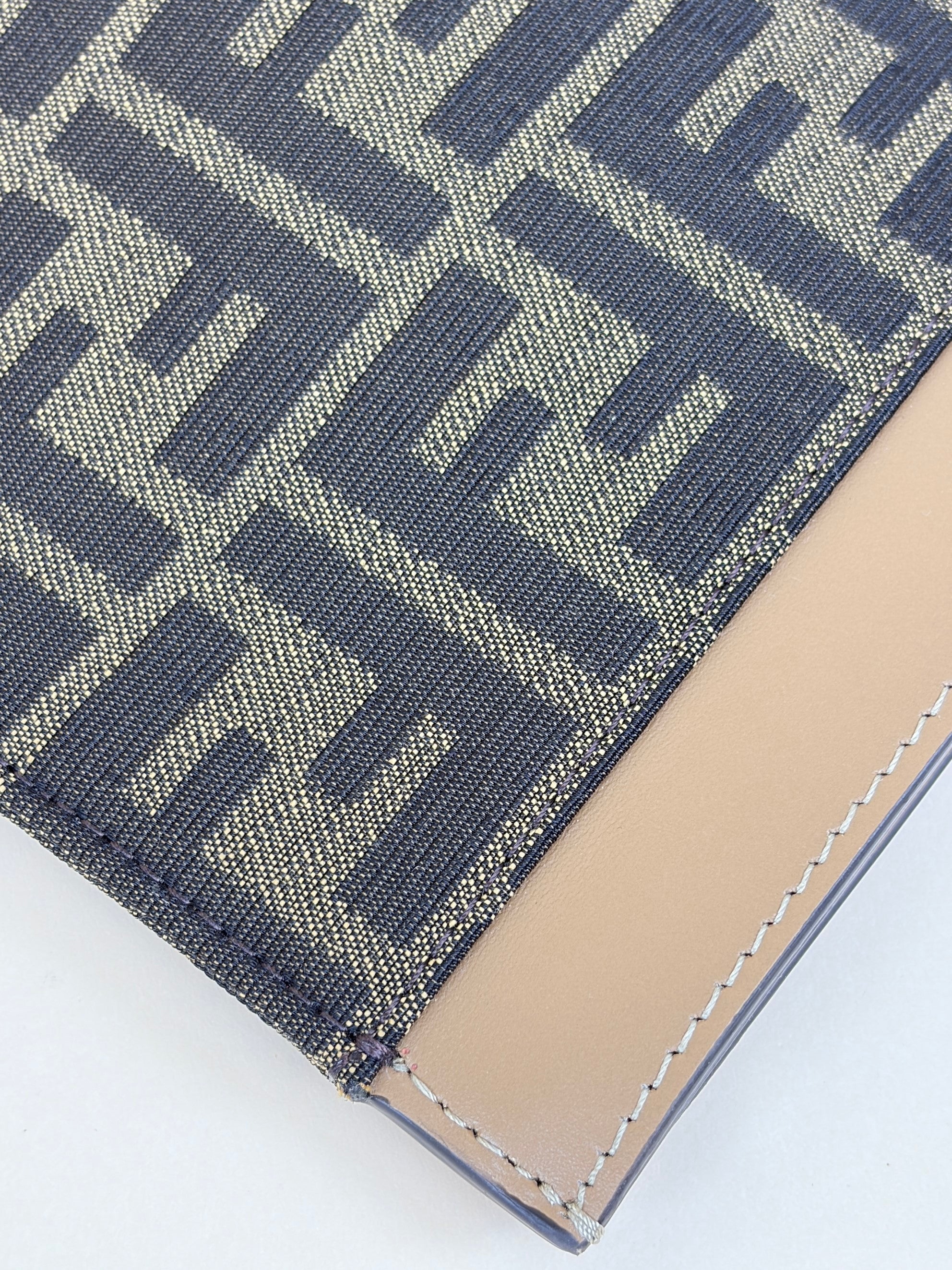 Fendi Brown Tobacco Jacquard FF Fabric Large Flat Pouch