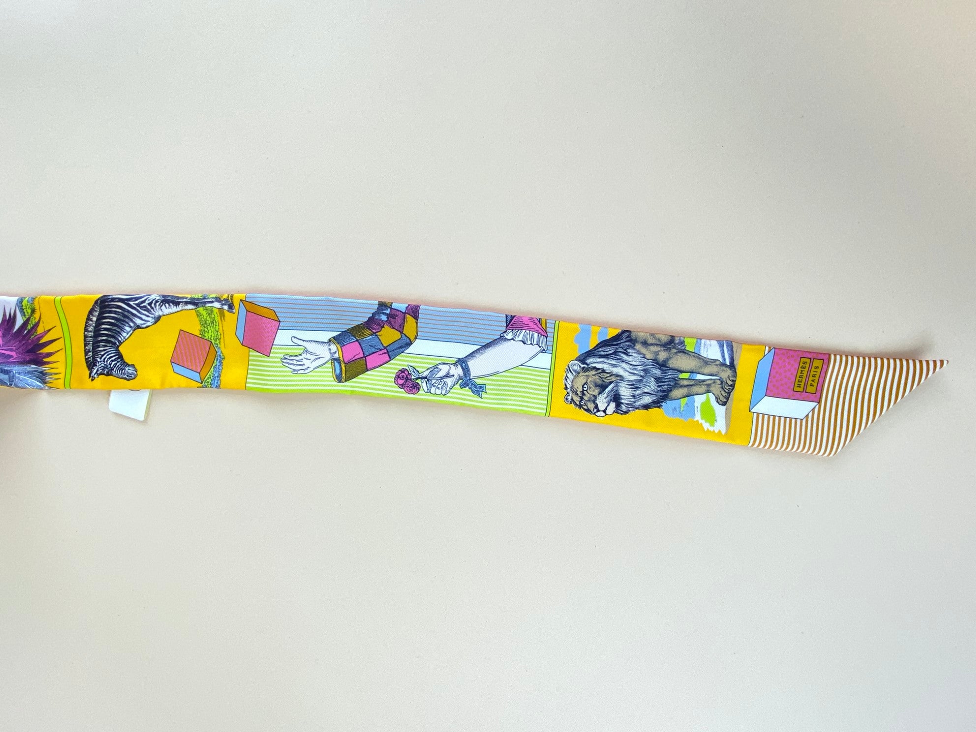 HERMES grandee theatre nouveau silk orange/ yellow twilly