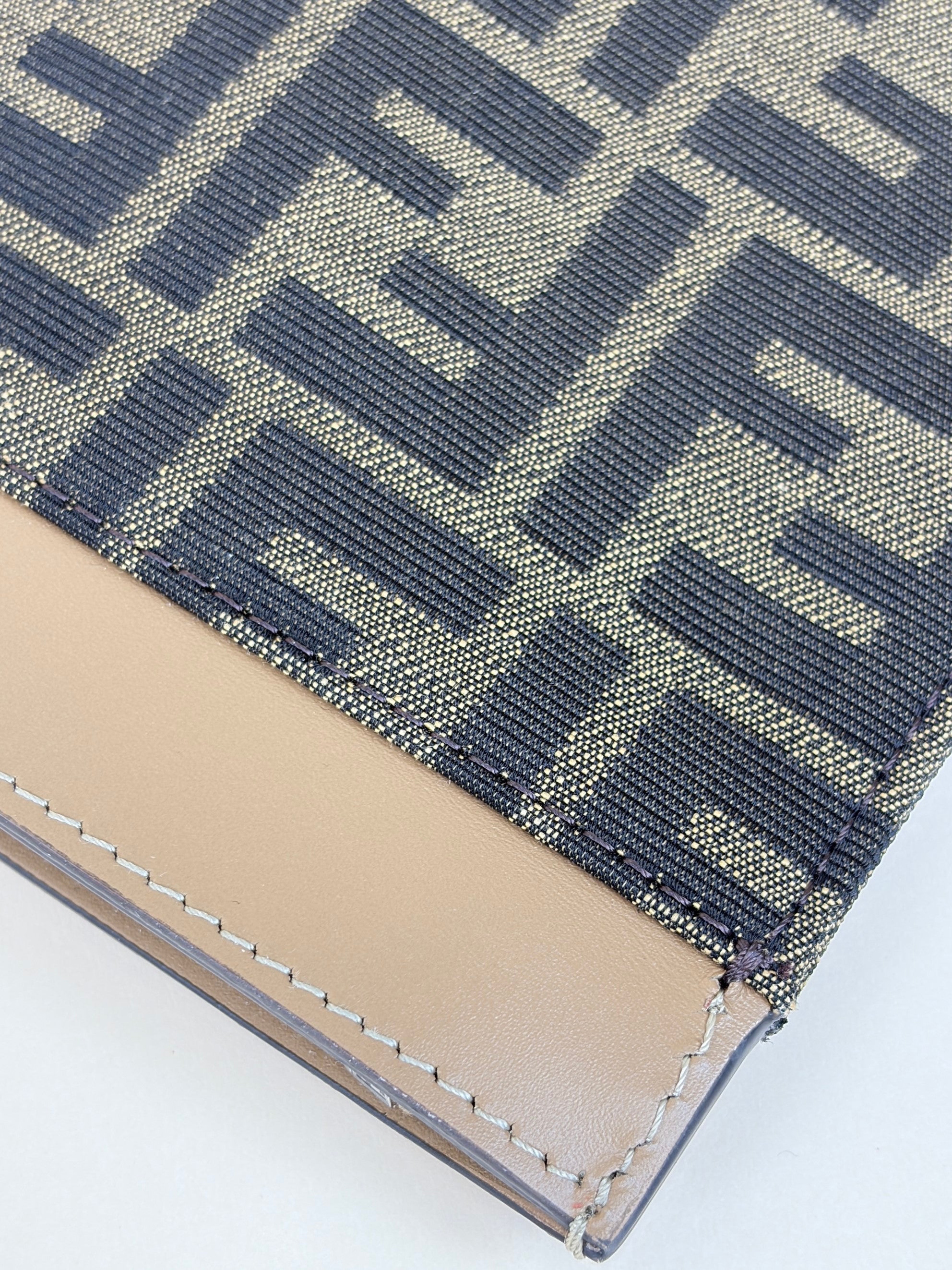 Fendi Brown Tobacco Jacquard FF Fabric Large Flat Pouch