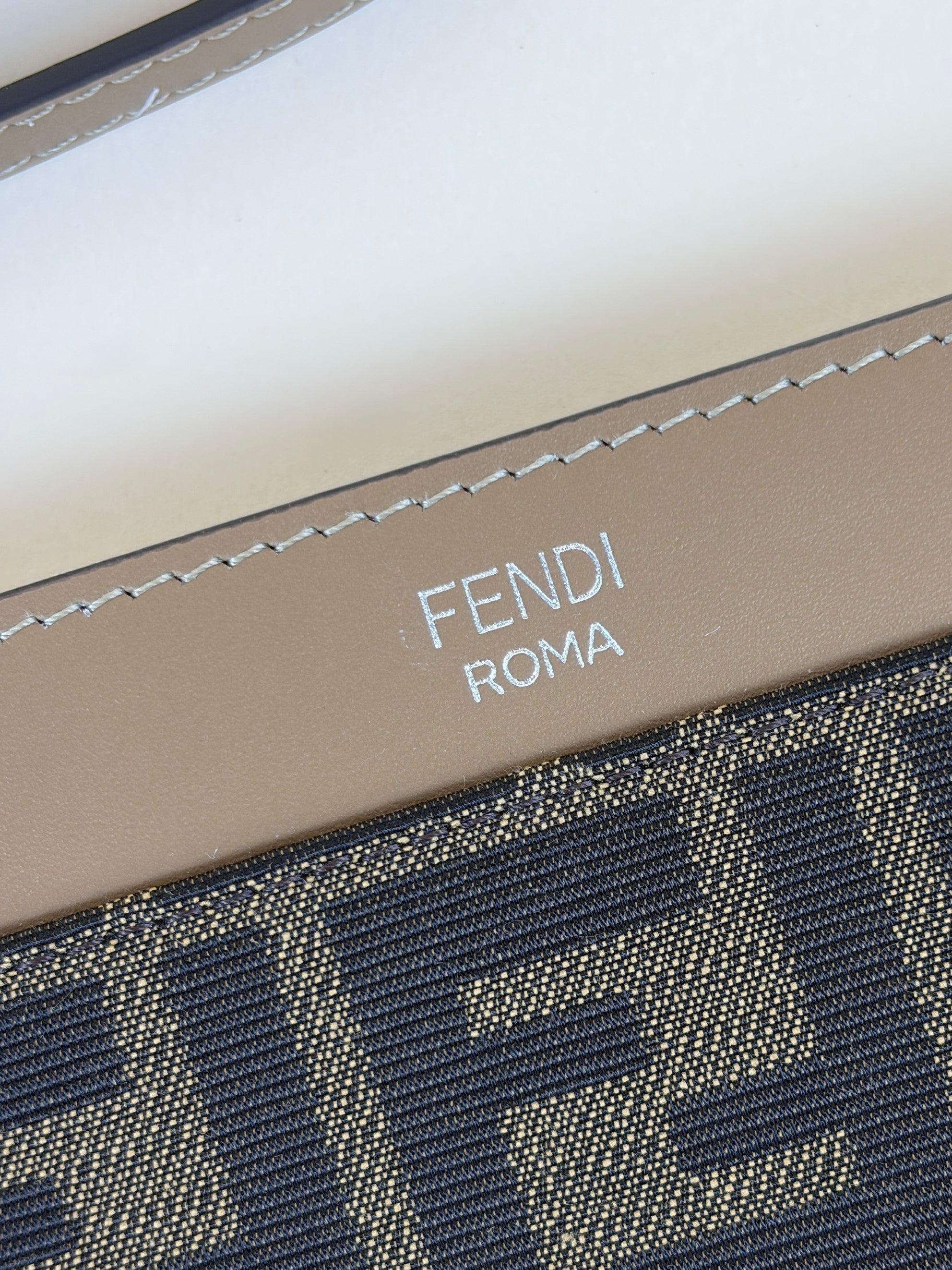 Fendi Brown Tobacco Jacquard FF Fabric Large Flat Pouch