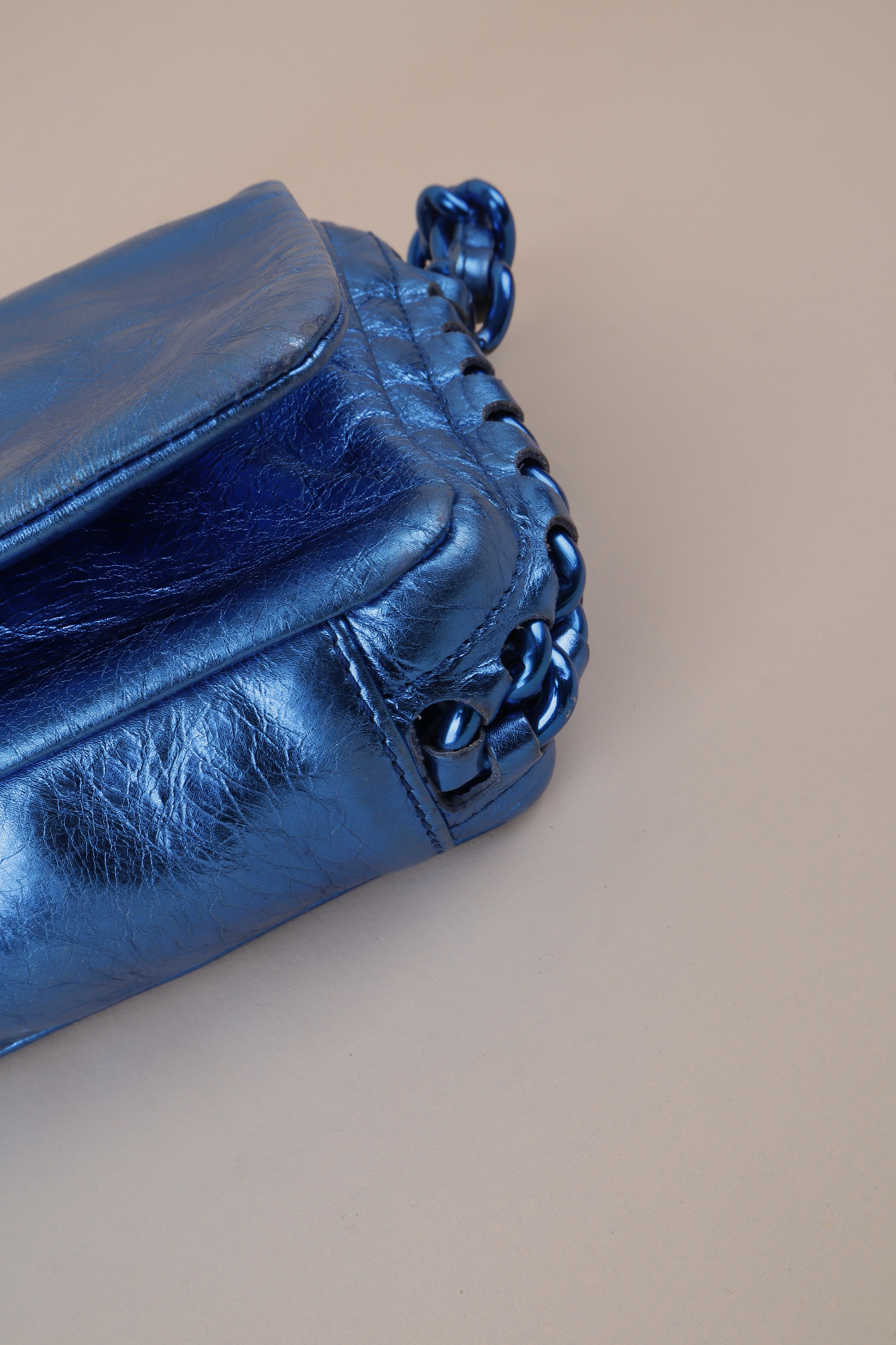 Chanel Metallic Blue CC Modern Chain Flap Shoulder Bag
