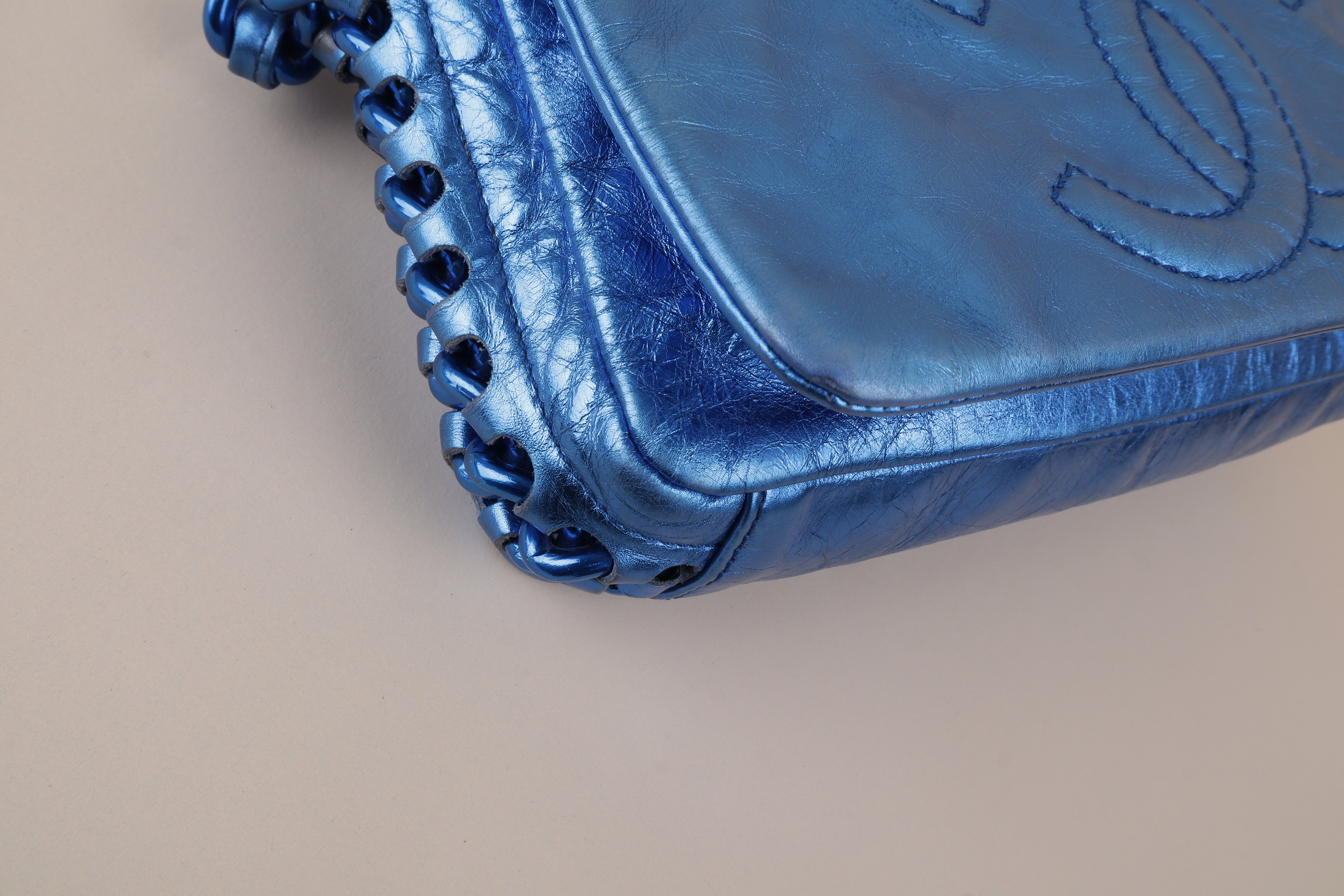 Chanel Metallic Blue CC Modern Chain Flap Shoulder Bag