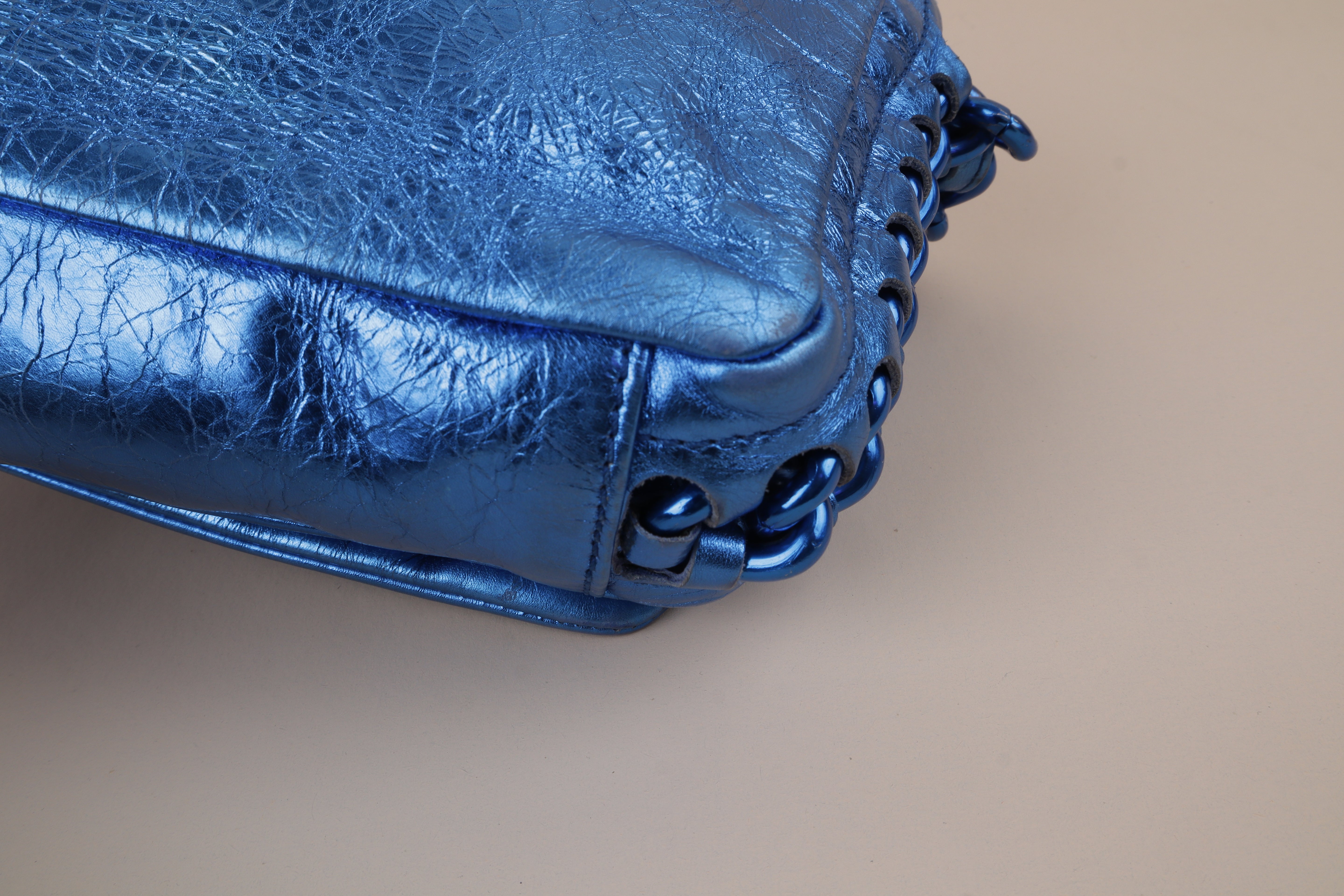 Chanel Metallic Blue CC Modern Chain Flap Shoulder Bag