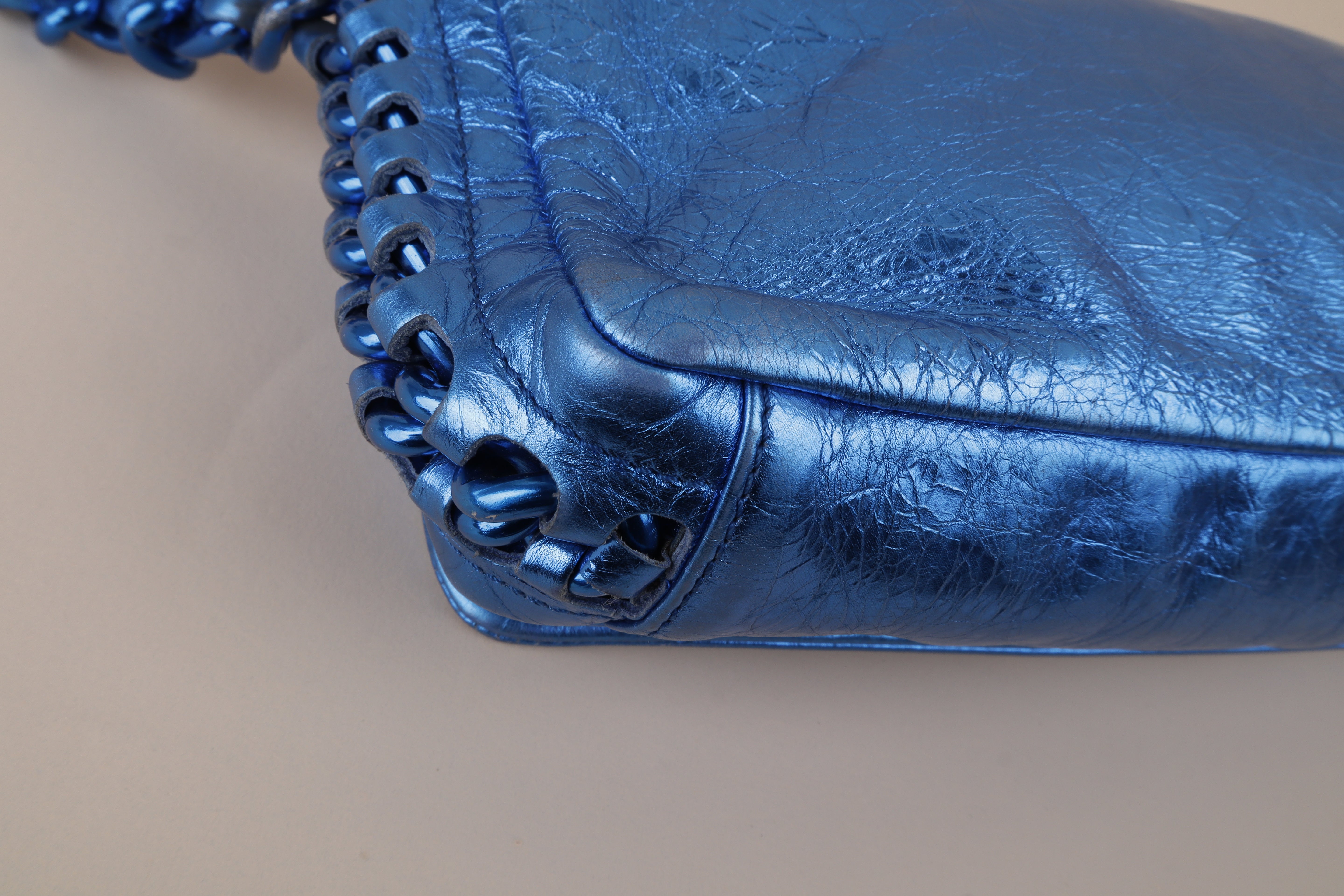 Chanel Metallic Blue CC Modern Chain Flap Shoulder Bag