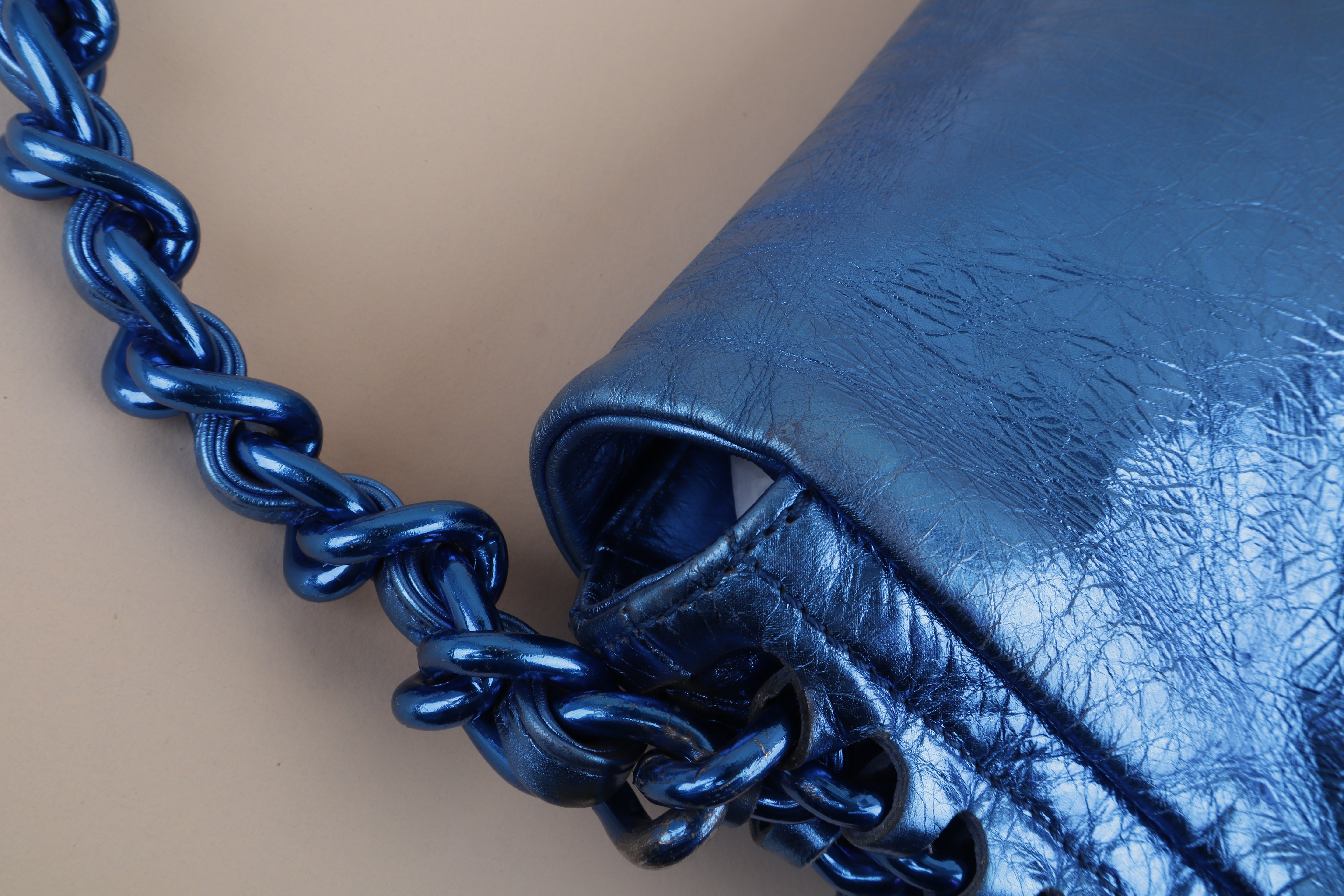 Chanel Metallic Blue CC Modern Chain Flap Shoulder Bag