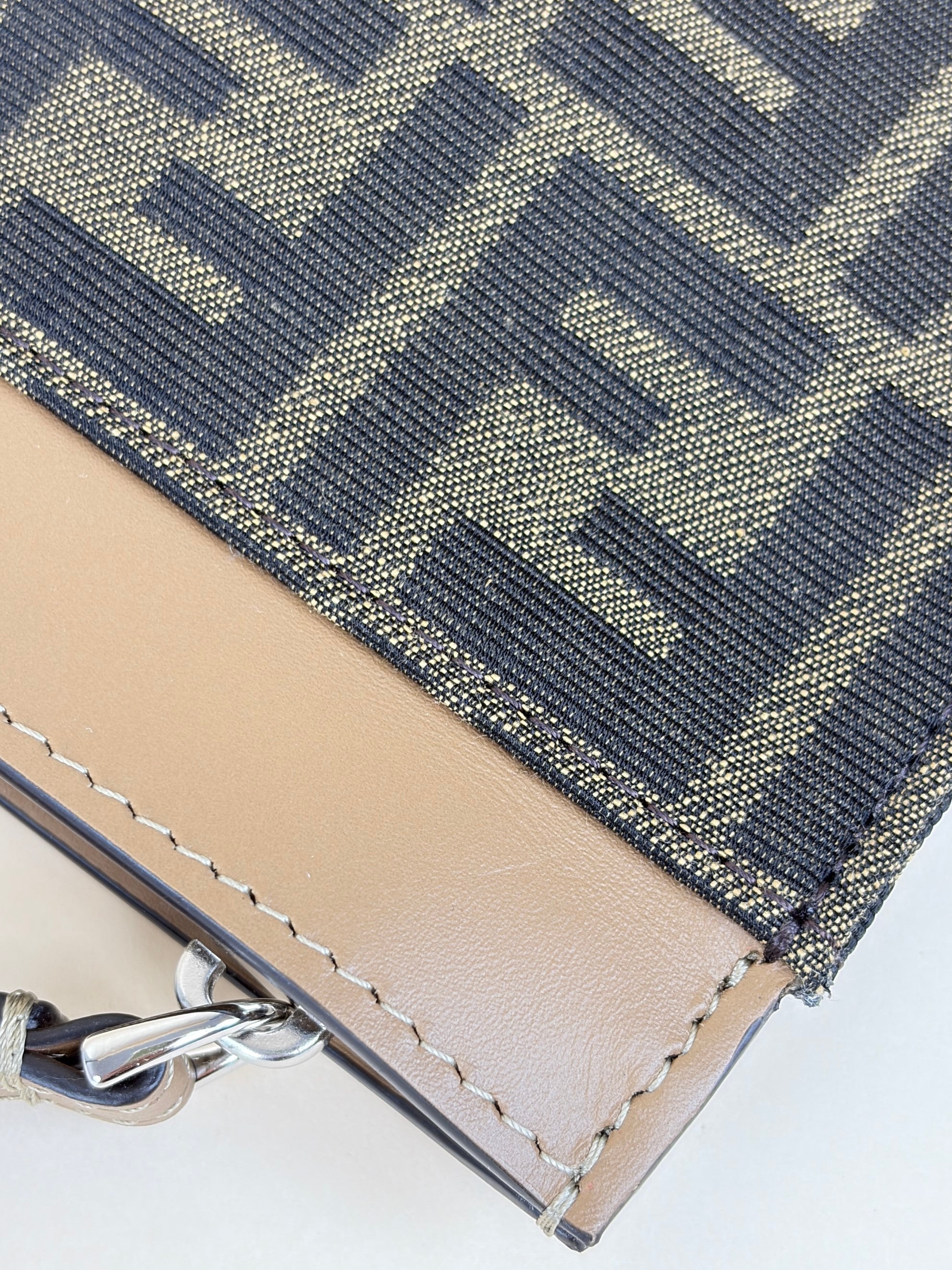 Fendi Brown Tobacco Jacquard FF Flat Medium Pouch