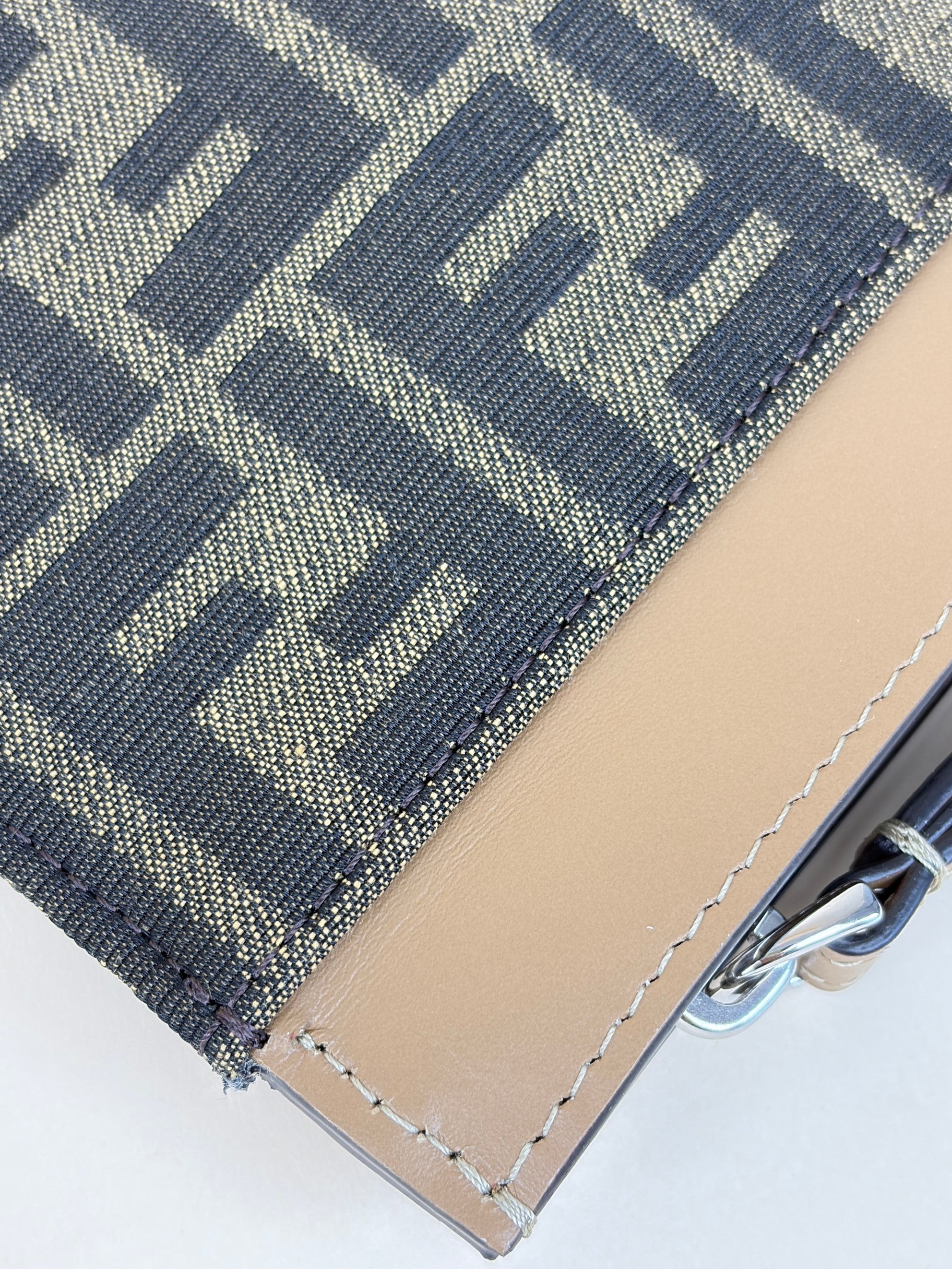 Fendi Brown Tobacco Jacquard FF Flat Medium Pouch
