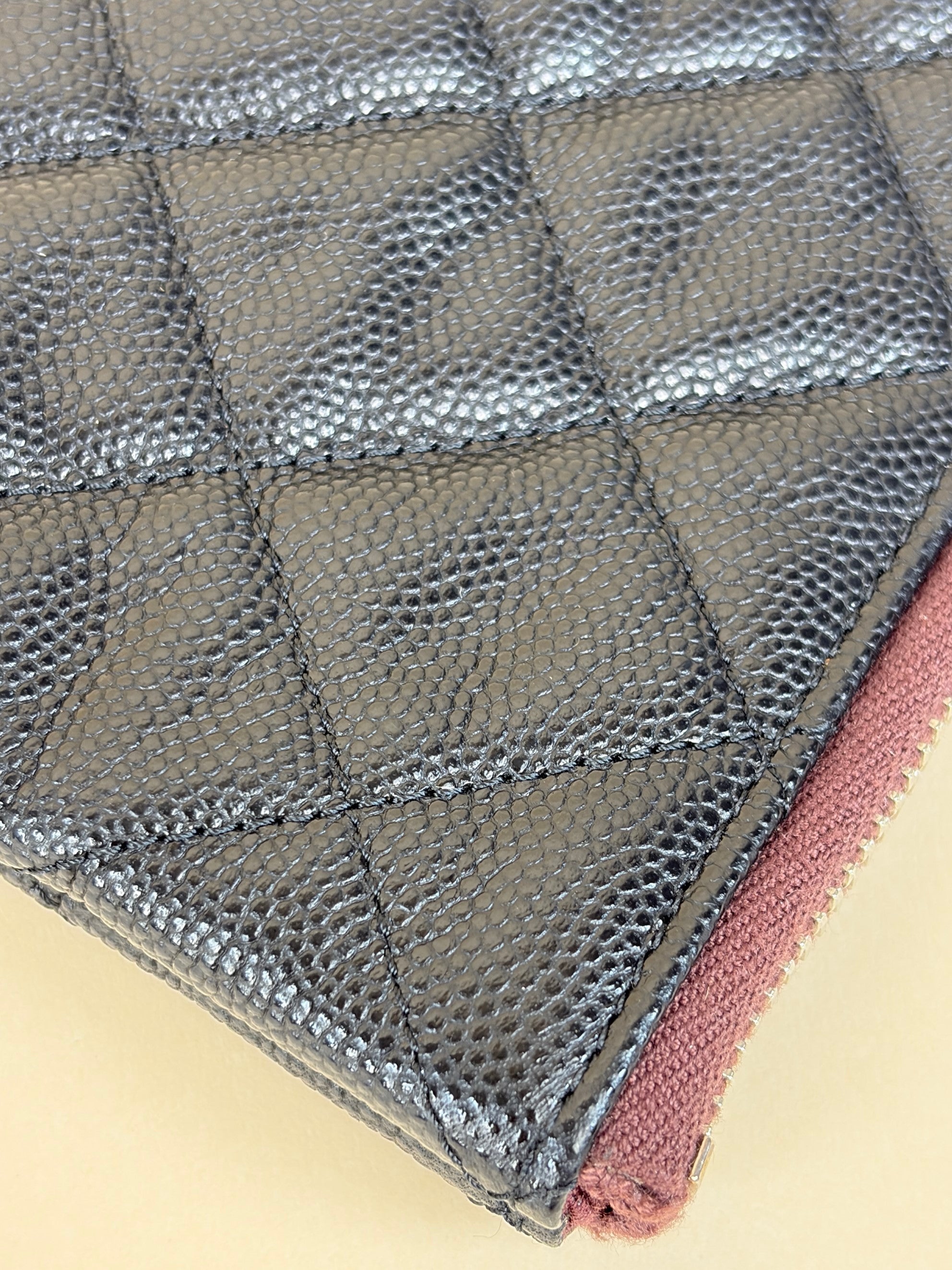 Chanel Black Classic O-CASE Zip Large Pouch