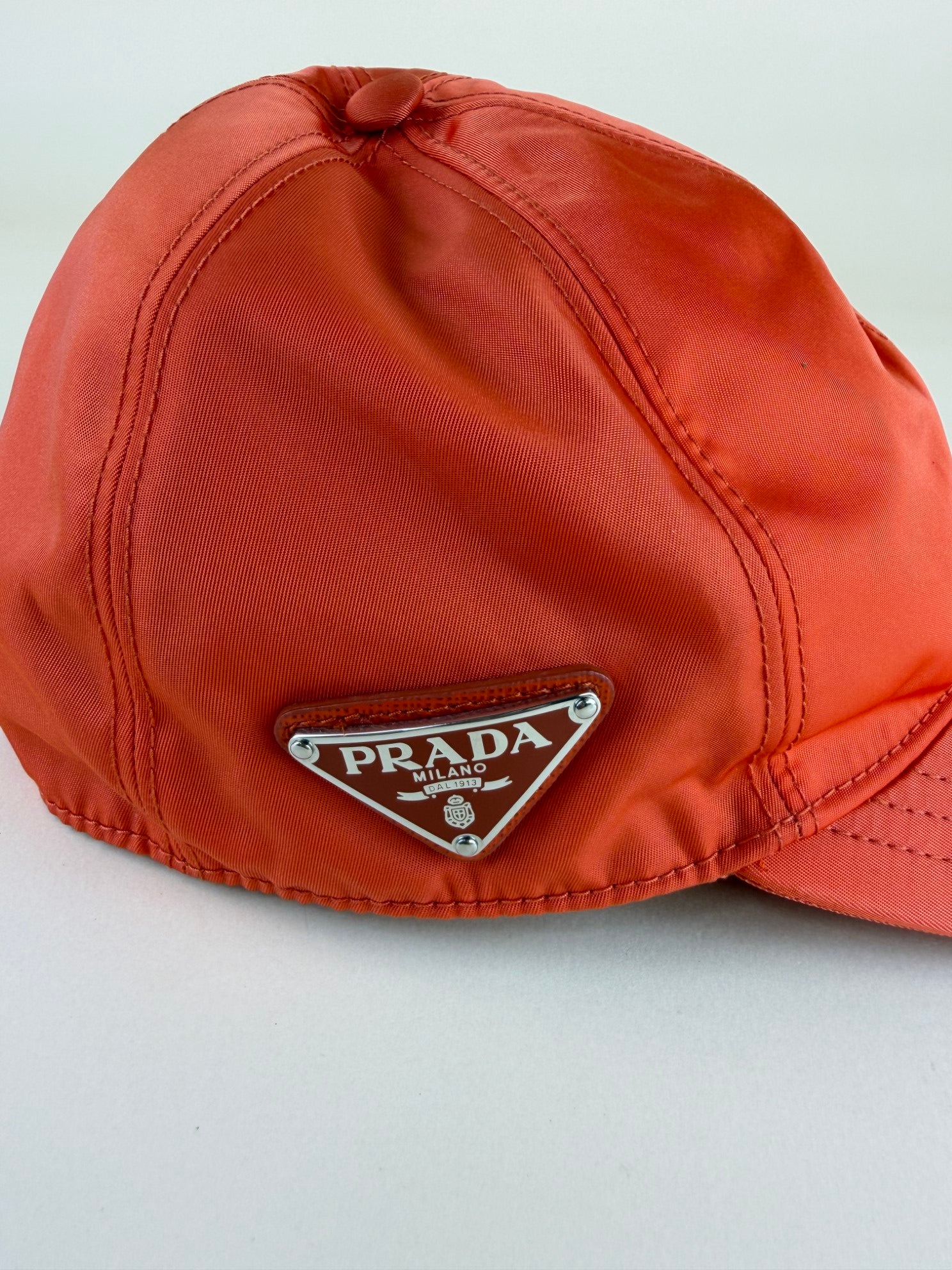 Prada Orange Re-Nylon Baseball Cap Small