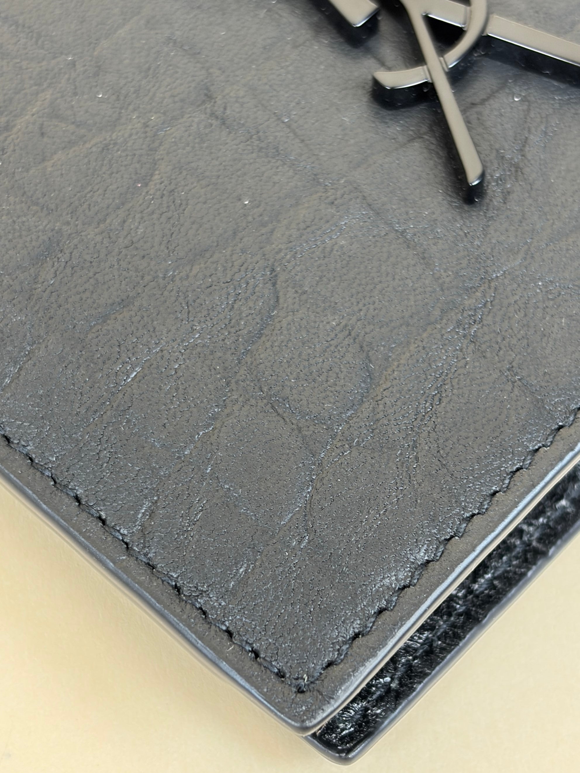 YSL Black Monogram Cassandre Crocodile Embossed Wallet