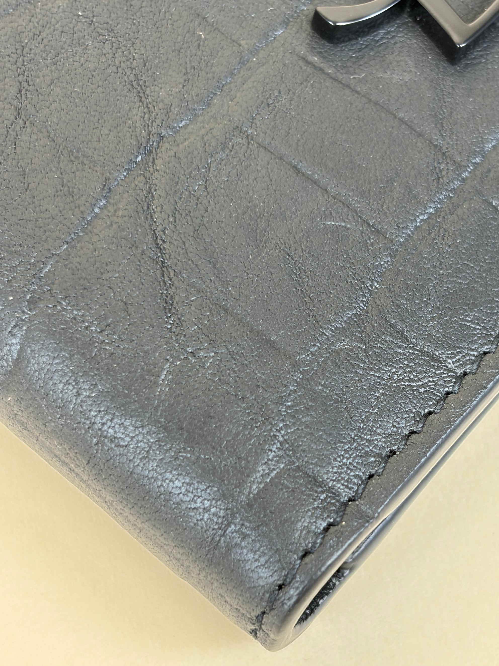 YSL Black Monogram Cassandre Crocodile Embossed Wallet