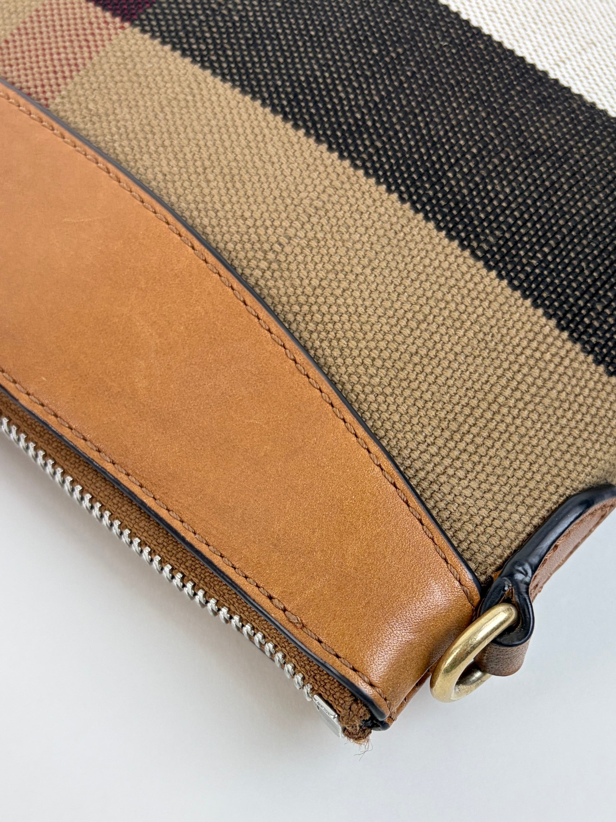 Burberry Peyton House Check canvas and brown leather