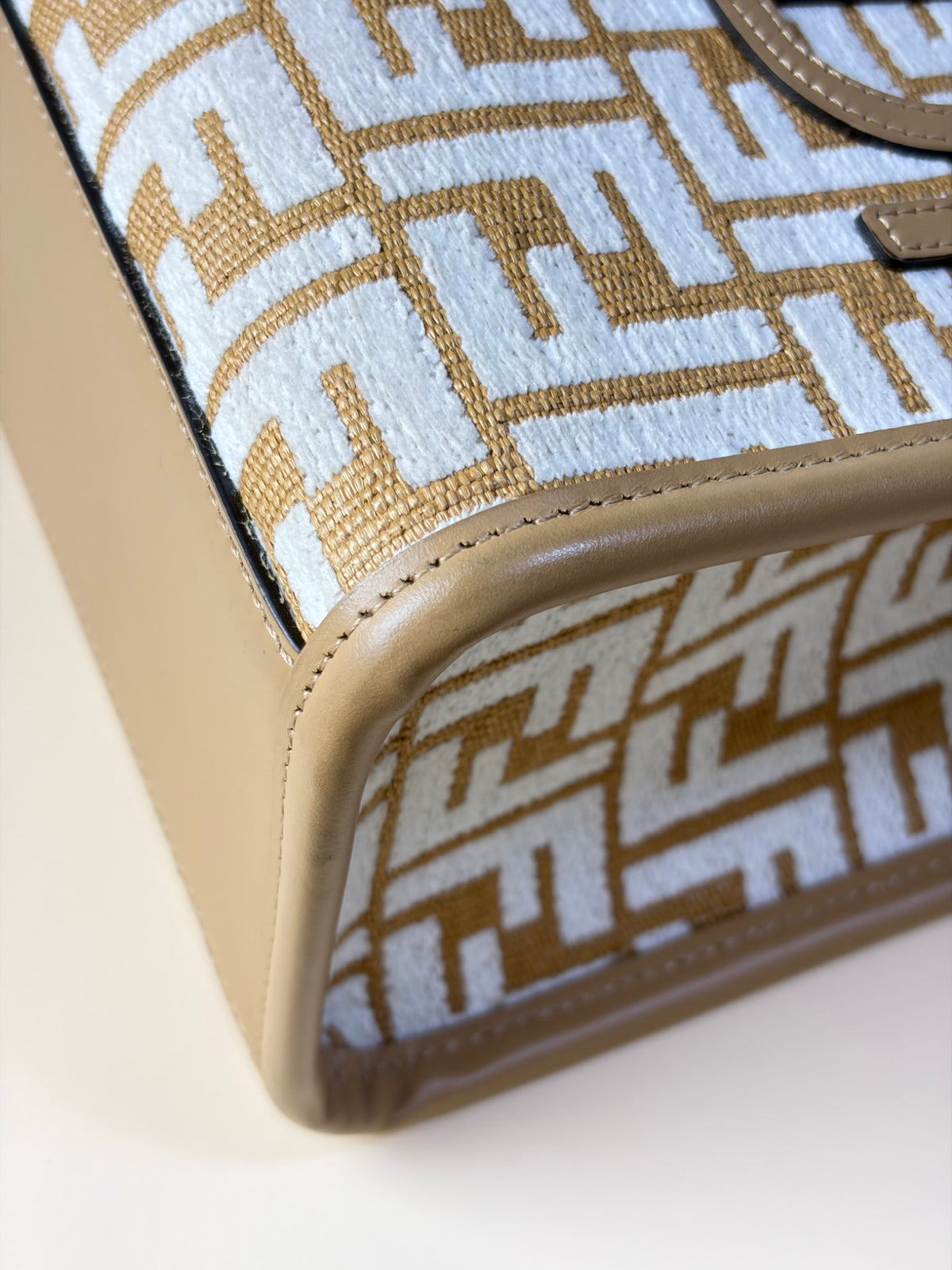 Fendi white/beige raffia and Caniglia Sunshine small tote bag