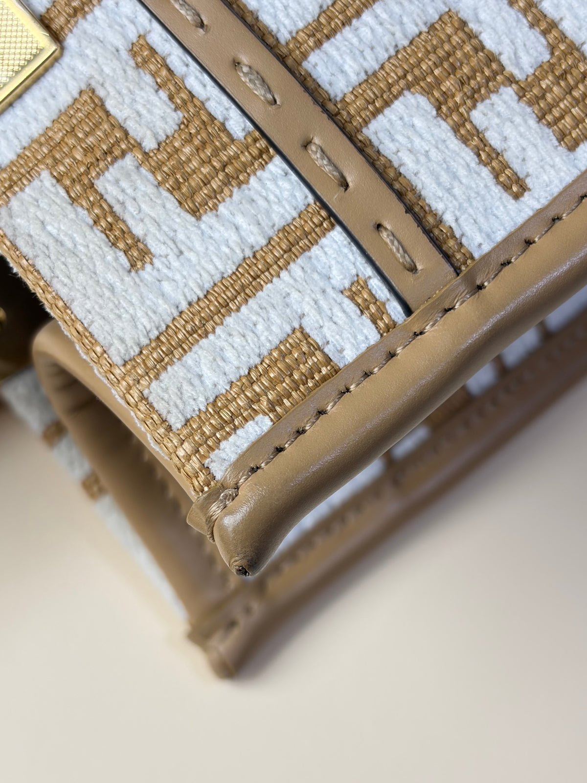 Fendi white/beige raffia and Caniglia Sunshine small tote bag
